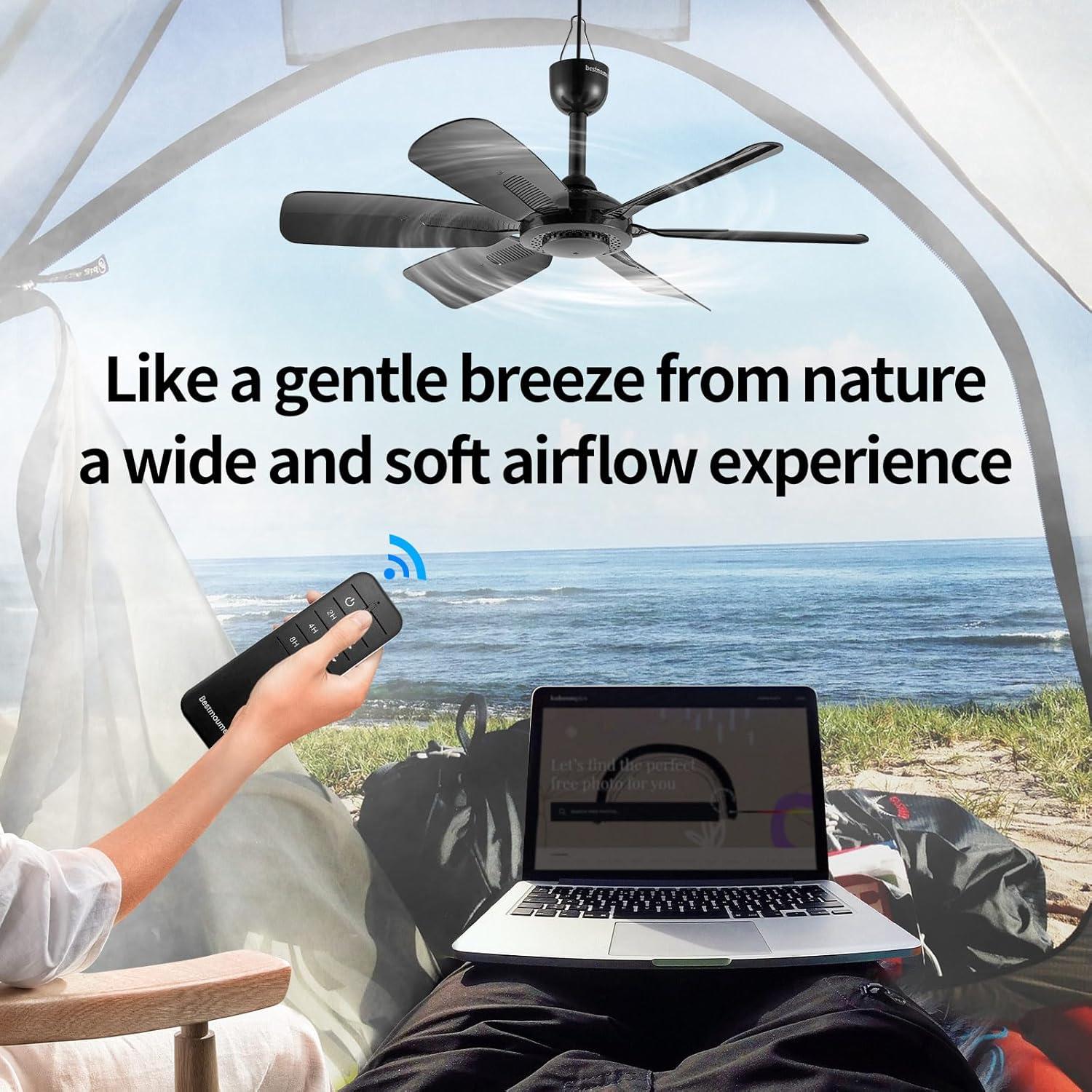 Ventilador de Techo Portátil Bestmoument 44.96 cm Control Remoto