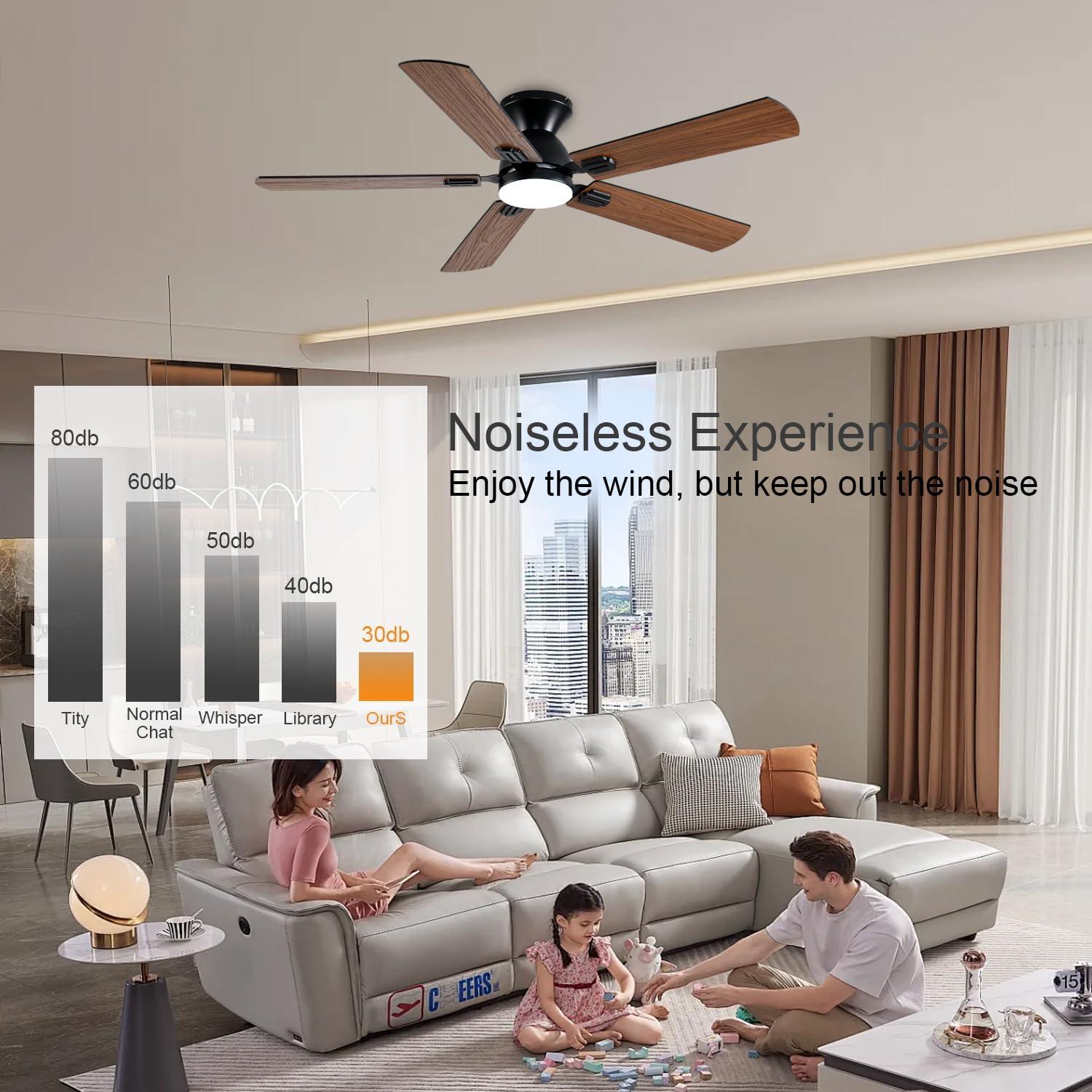 Ventilador de Techo GJeg 52" con Luz y Control Remoto Marrón