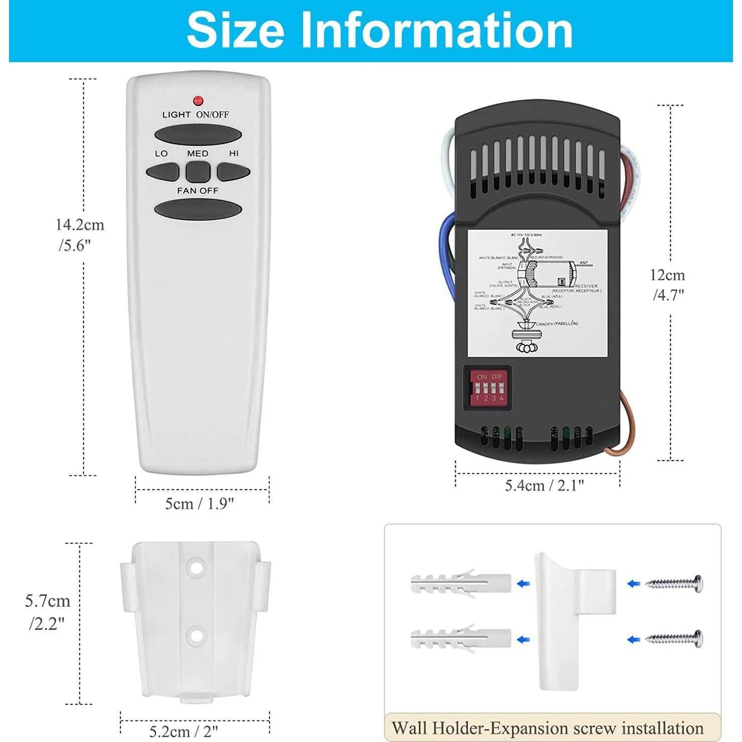 Kit Control Remoto Ventilador Techo COREBAY RC-HD5 3 Velocidades