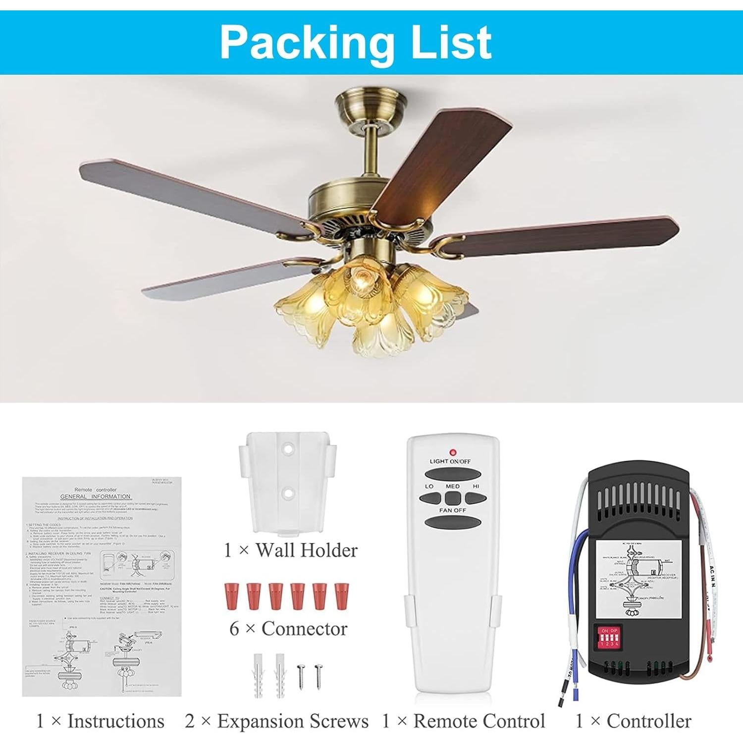 Kit Control Remoto Ventilador Techo COREBAY RC-HD5 3 Velocidades