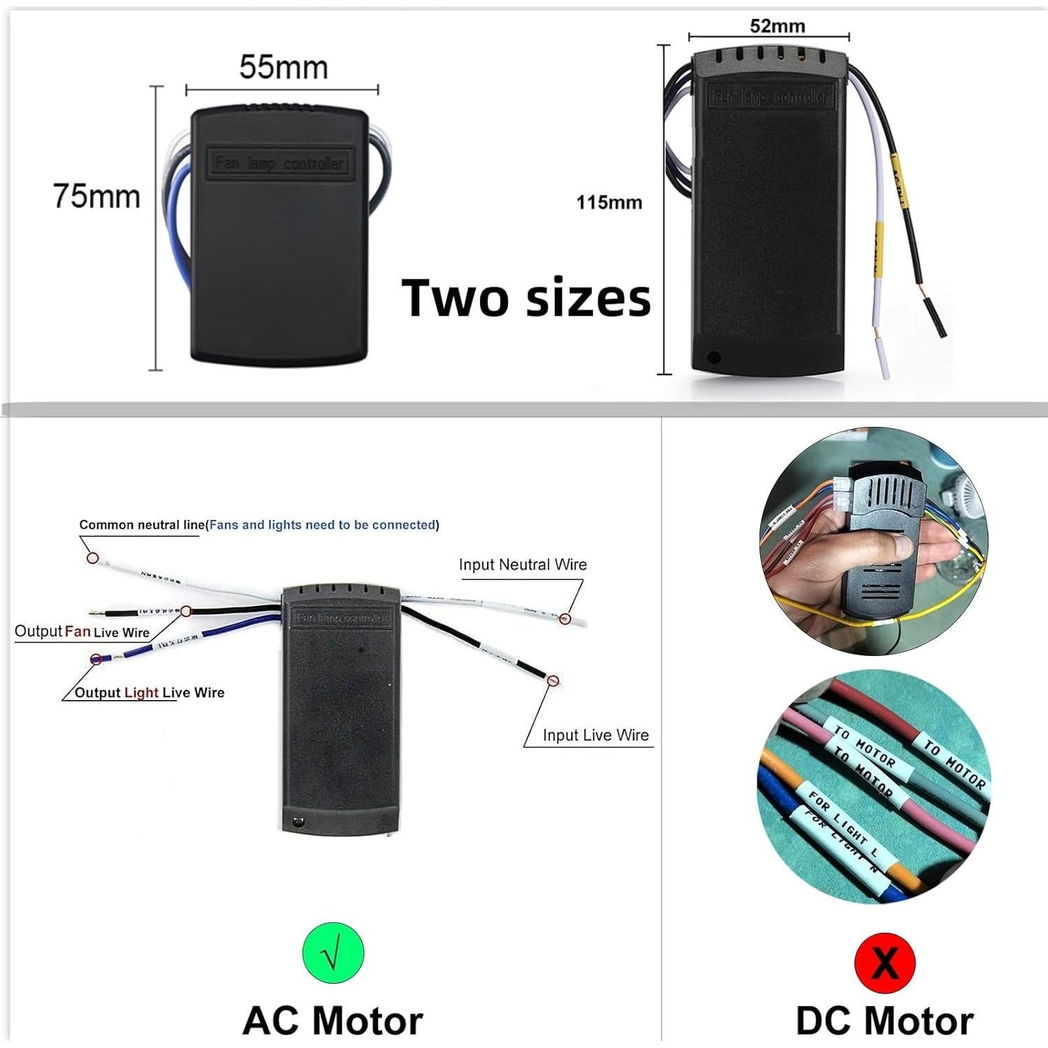 Control Remoto Universal QIACHIP para Ventilador de Techo 300W