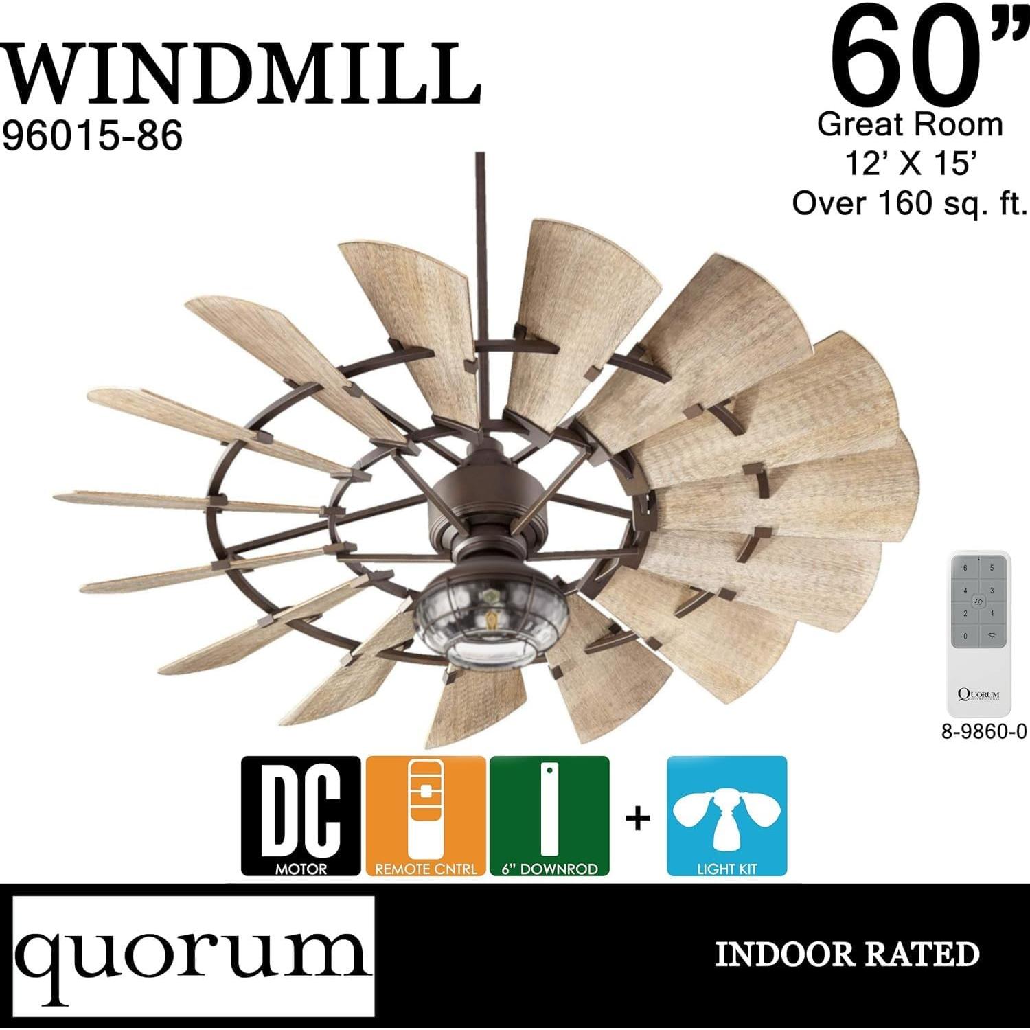 Ventilador de Techo Quorum Molino de Viento 152 cm LED Bronce