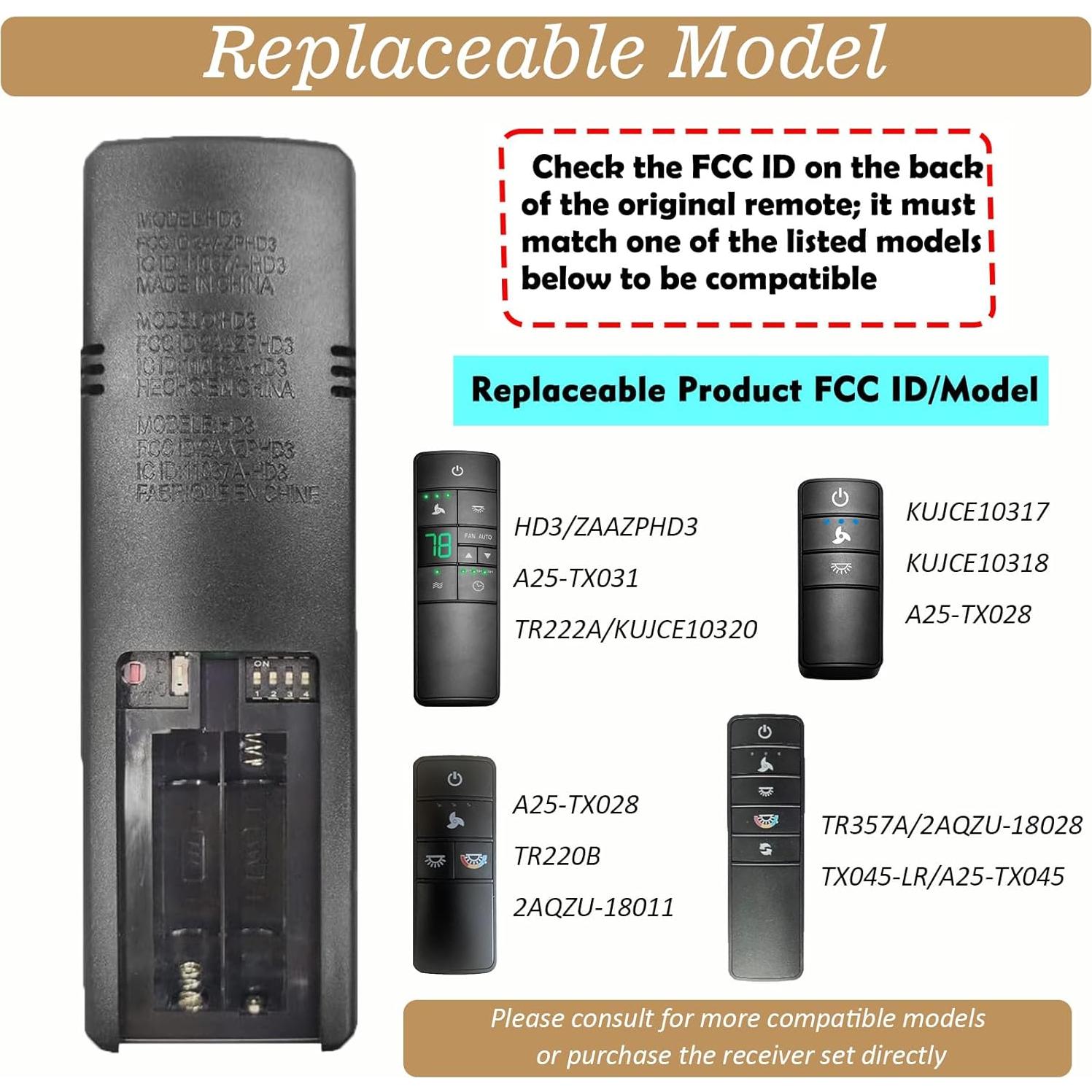 Control Remoto para Ventilador de Techo HD3 Hampton Bay 3 Velocidades