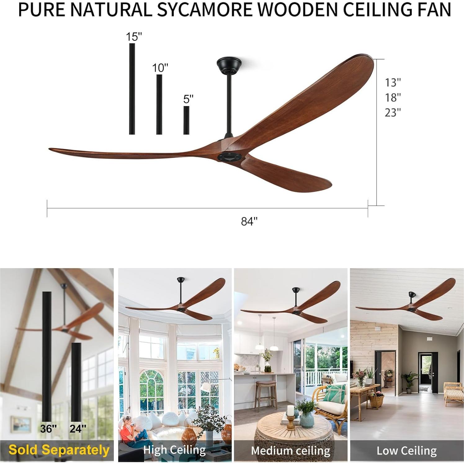 Ventilador de Techo Sin Luz BOOSANT 84" Madera Nogal Control Remoto