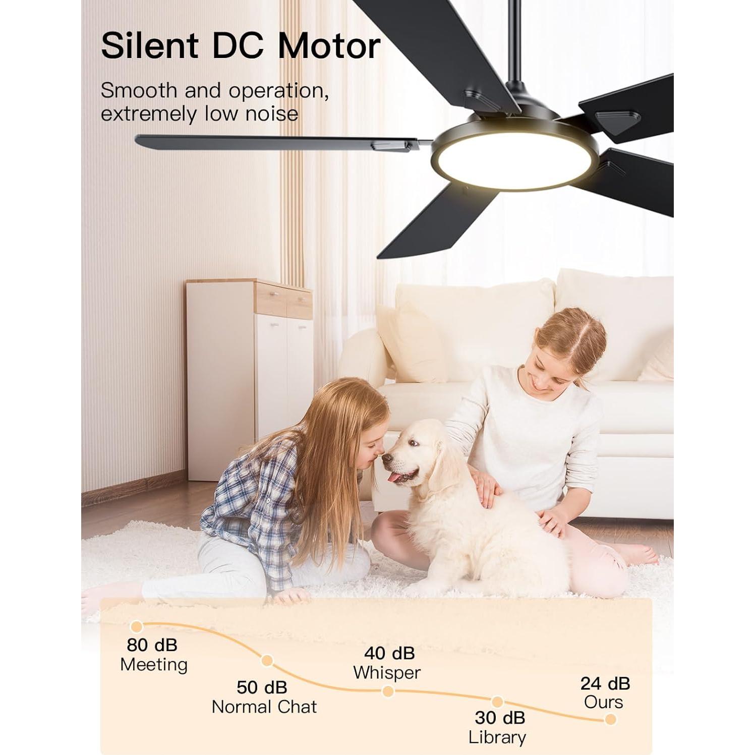 Ventilador de Techo OJX 52" con Luz y Control Remoto Negro