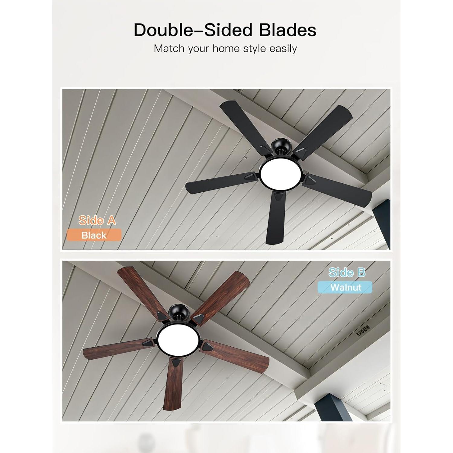 Ventilador de Techo OJX 52" con Luz y Control Remoto Negro