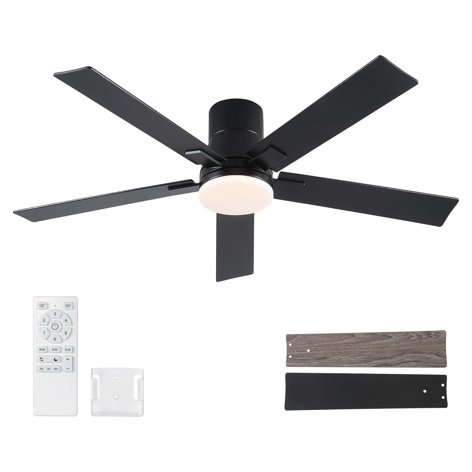 Ventilador de Techo Rayqueen 132 cm Negro con Control Remoto