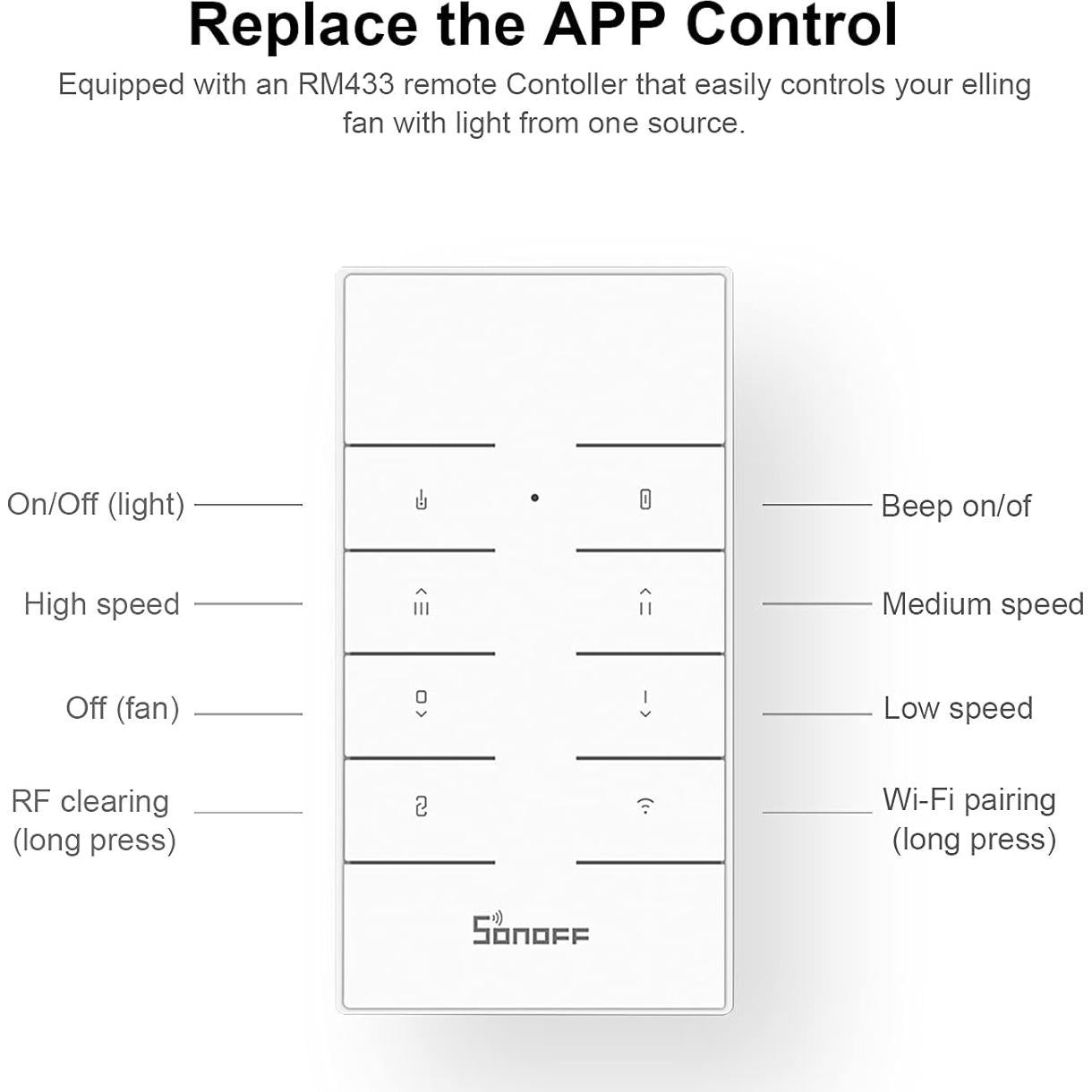 Controlador de Ventilador de Techo WiFi SONOFF iFan04 con Luz