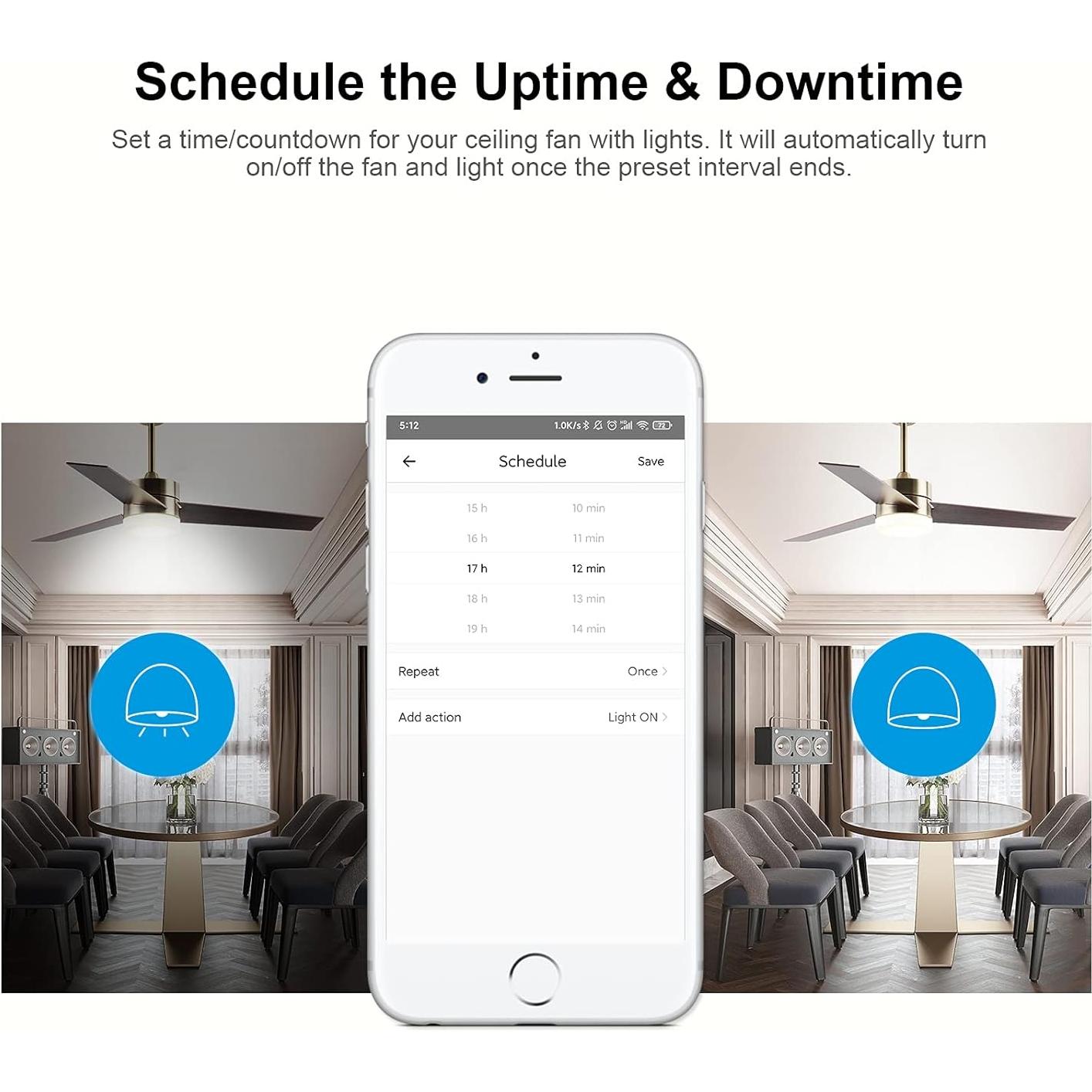 Controlador de Ventilador de Techo WiFi SONOFF iFan04 con Luz