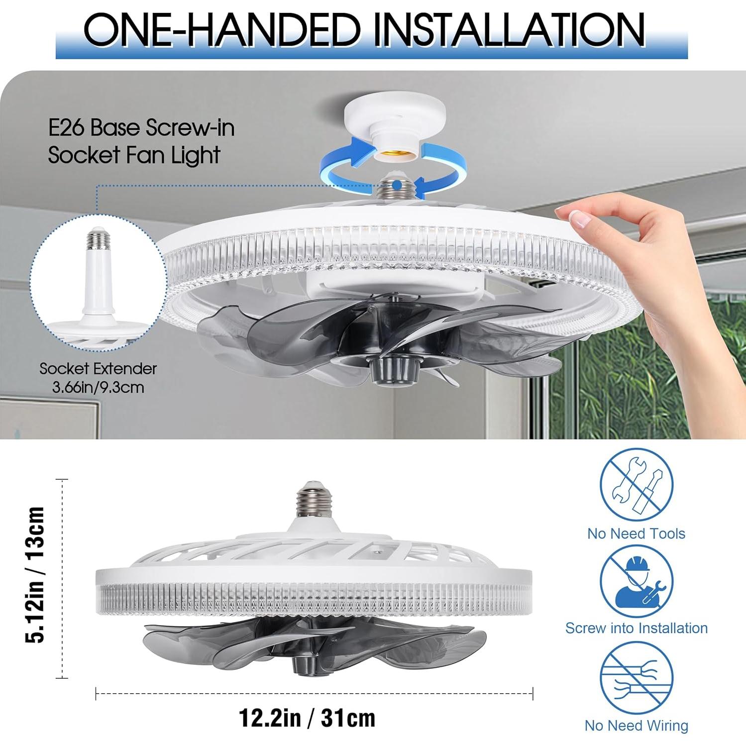 Ventilador de Techo con Luz CybaaLuxzus E26 Control Remoto