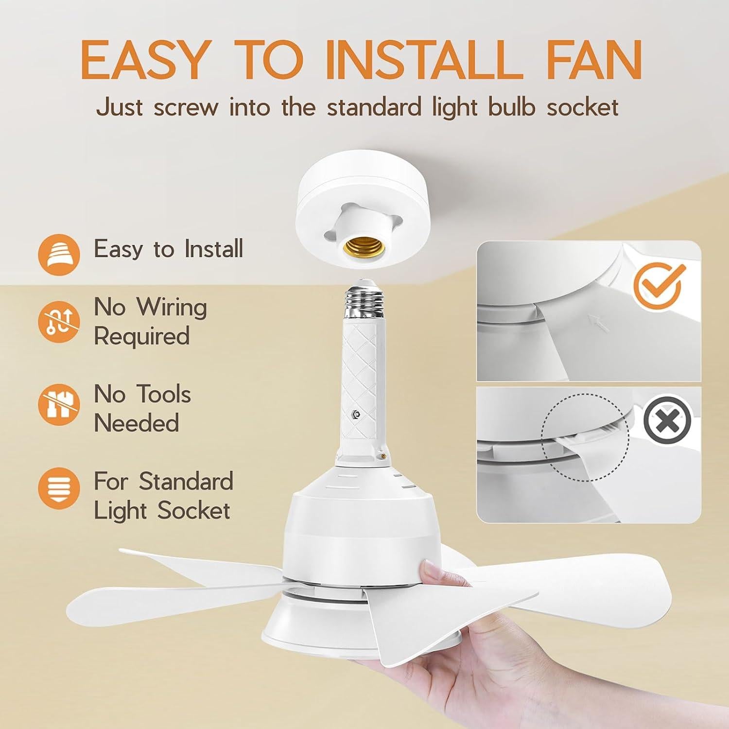 Ventilador de Techo NBKLS YDD-FS400 con Luz LED y Control Remoto