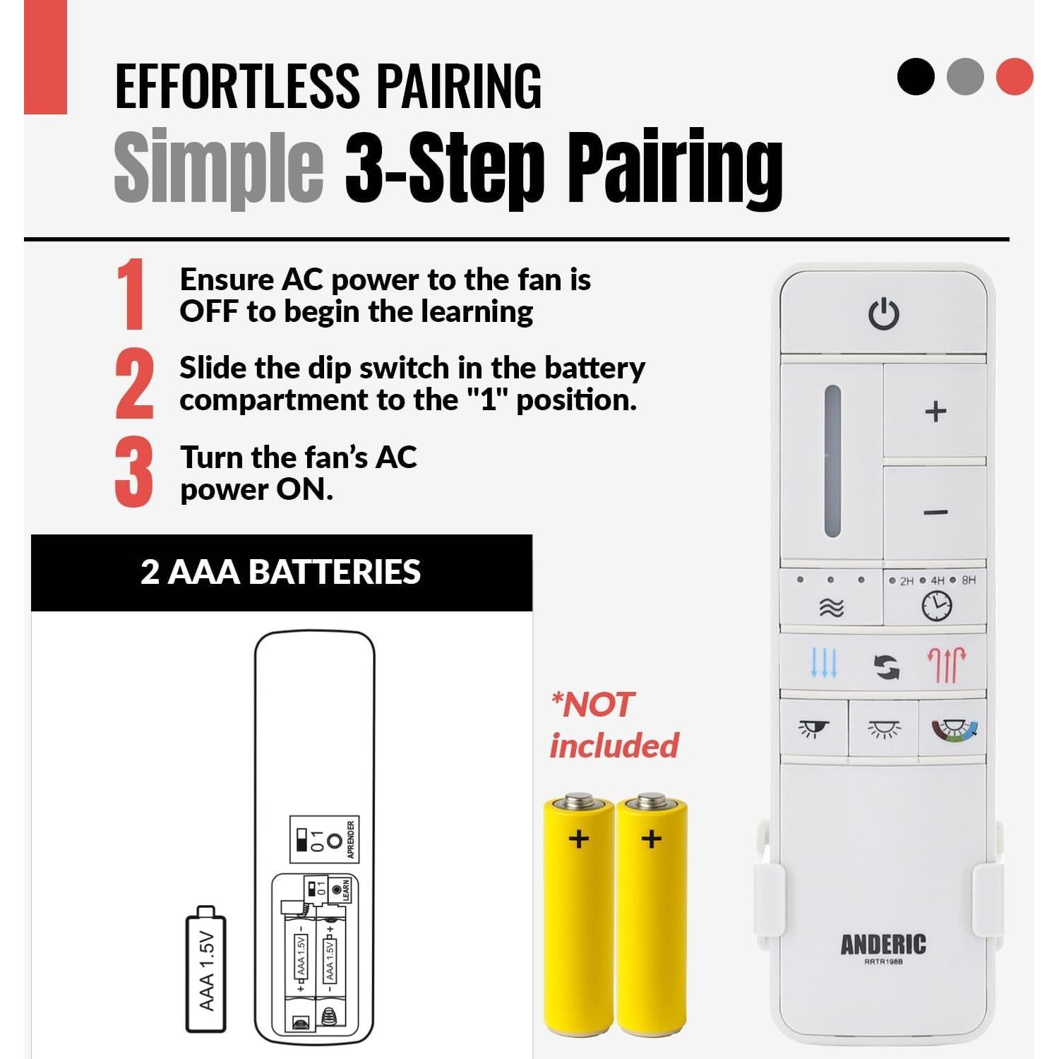 Control Remoto Anderic RRTR198B para Ventilador de Techo