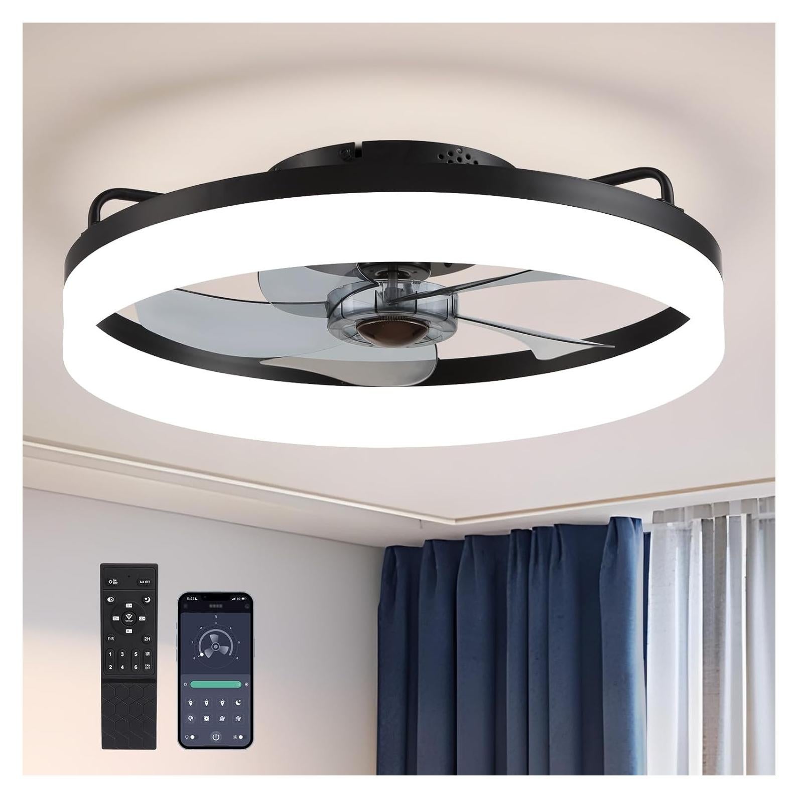 Ventilador de Techo LUDOMIDE 20" con Luz LED y Control Remoto