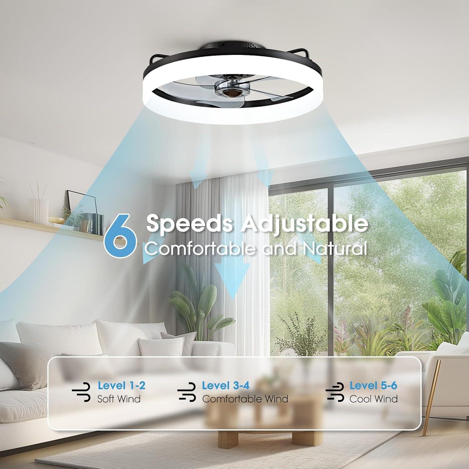 Ventilador de Techo LUDOMIDE 20" con Luz LED y Control Remoto