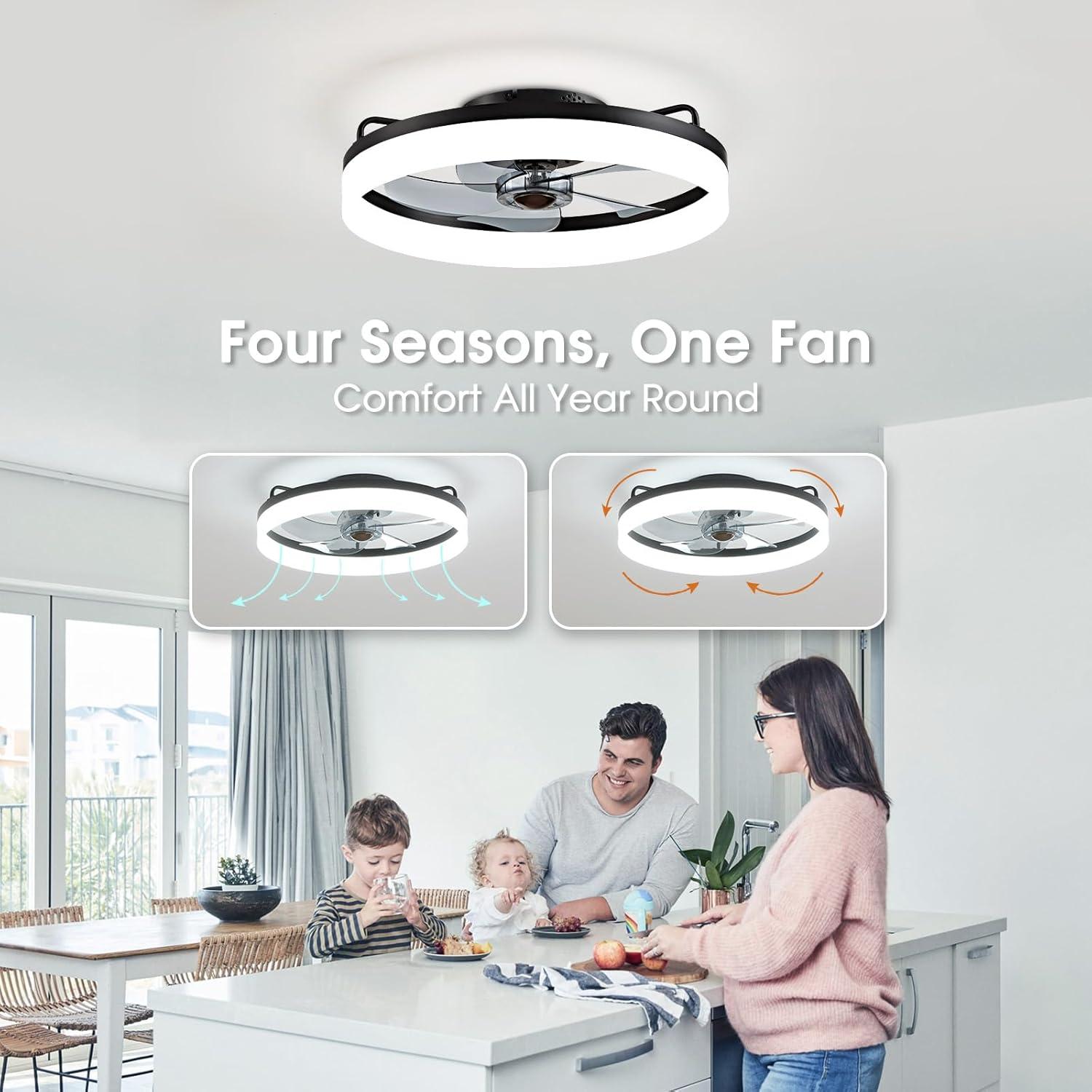 Ventilador de Techo LUDOMIDE 20" con Luz LED y Control Remoto