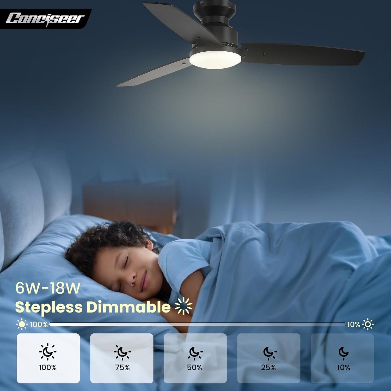 Ventilador de Techo Conciseer 106.68cm con Luz y Control Remoto