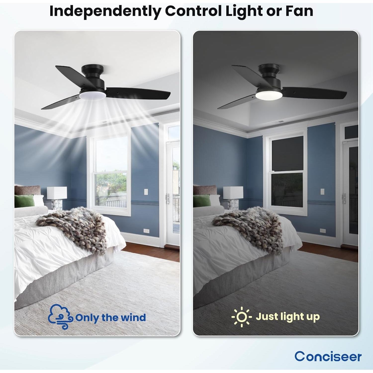 Ventilador de Techo Conciseer 106.68cm con Luz y Control Remoto