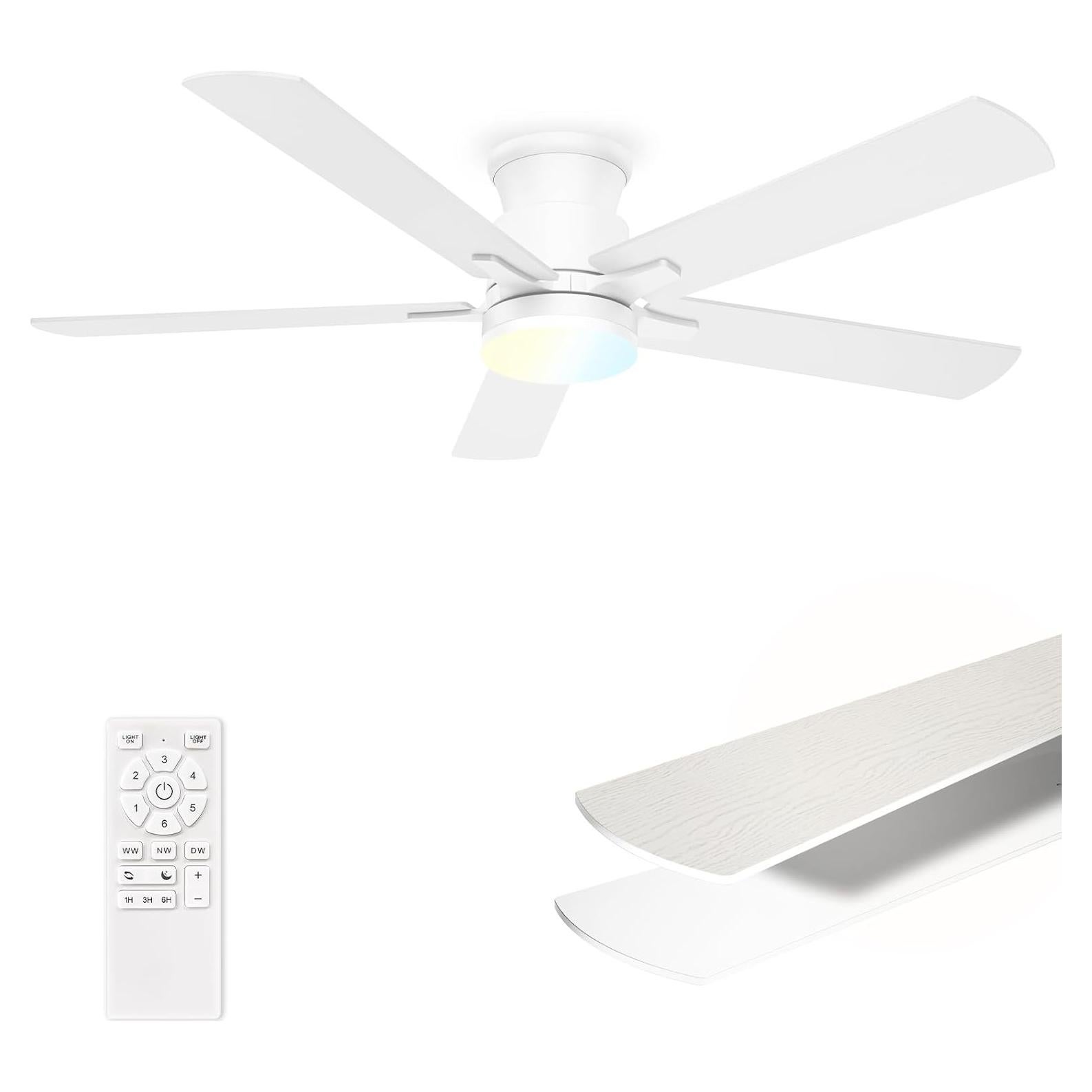 Ventilador de Techo Allsmartlife 52" Blanco con Luz LED y Control Remoto