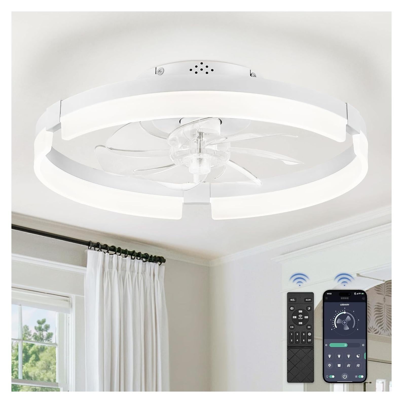 Ventilador de Techo LEDIARY 50 cm con Luz y Control Remoto