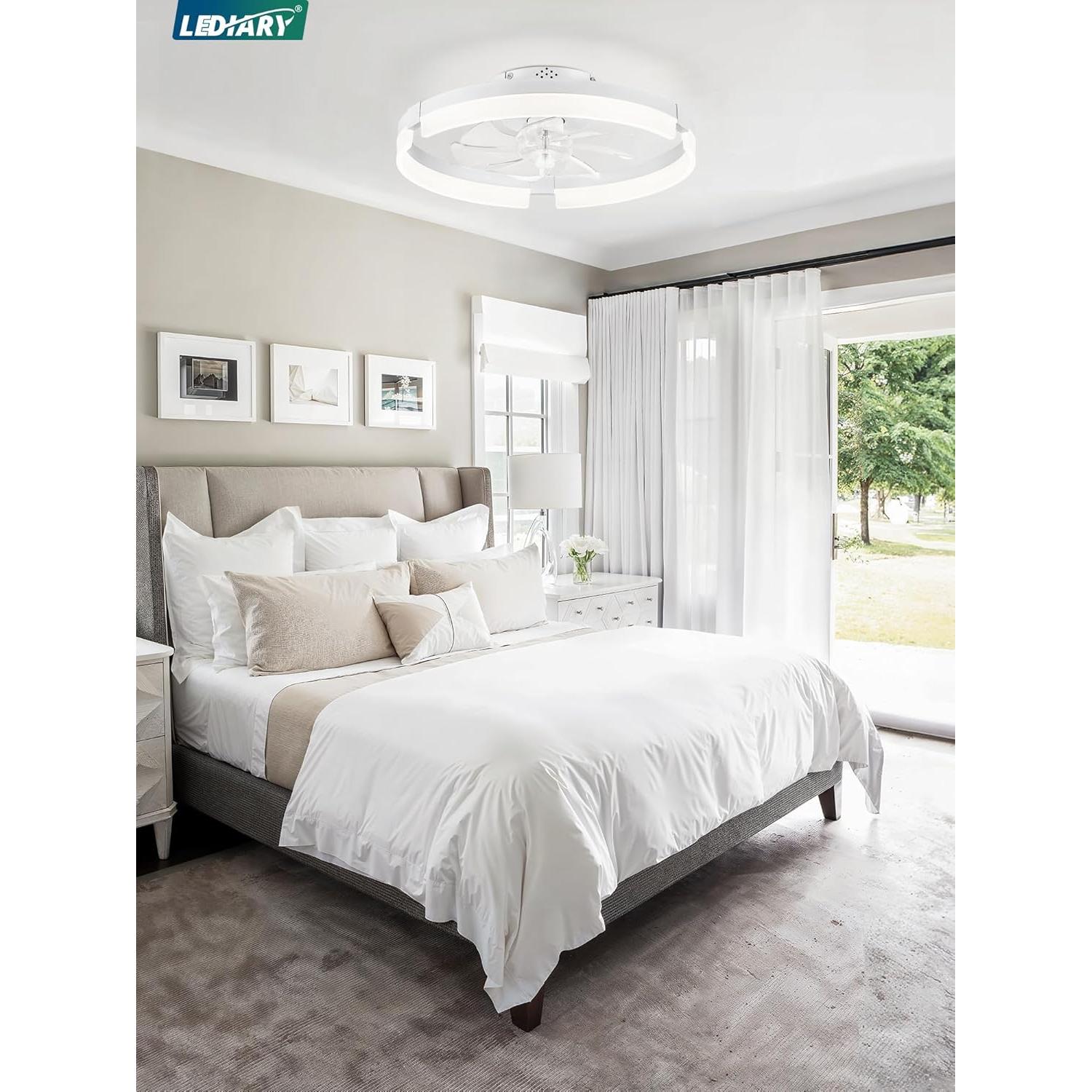 Ventilador de Techo LEDIARY 50 cm con Luz y Control Remoto