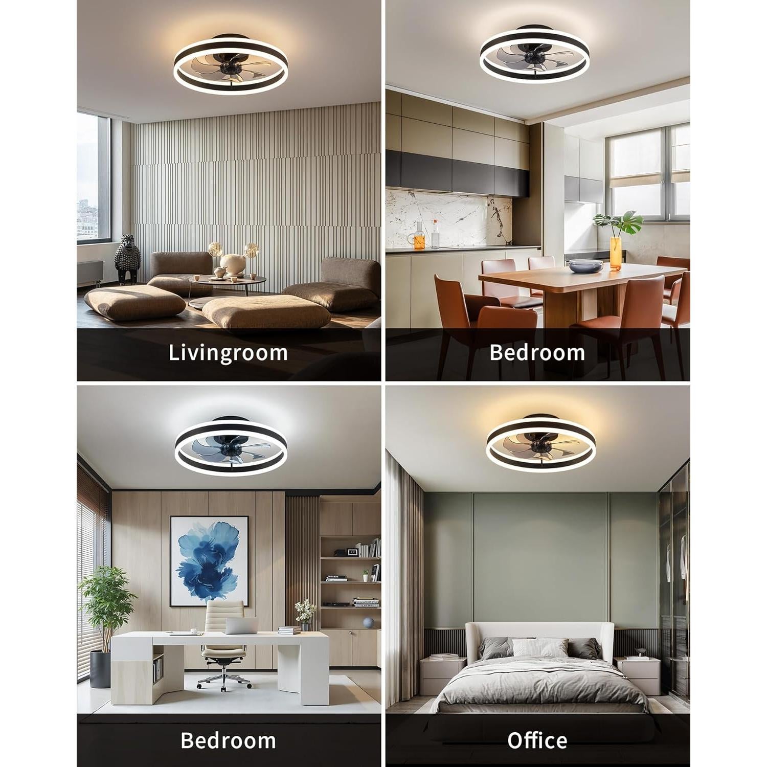 Ventilador de Techo LED KDG 15.8" con Control Remoto y Luz Regulable