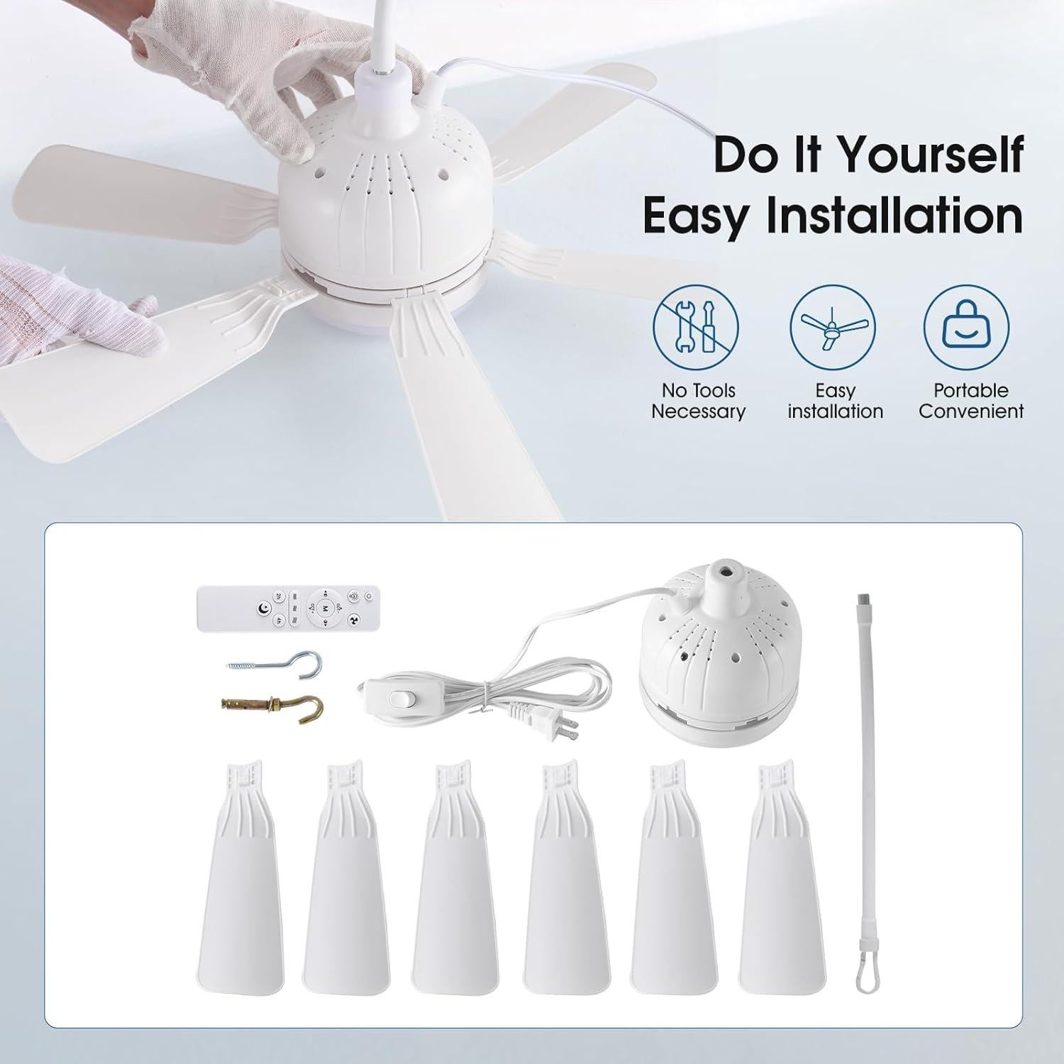 Ventilador de Techo AHAWILL 45.72 cm con Luz Regulable 3 Velocidades