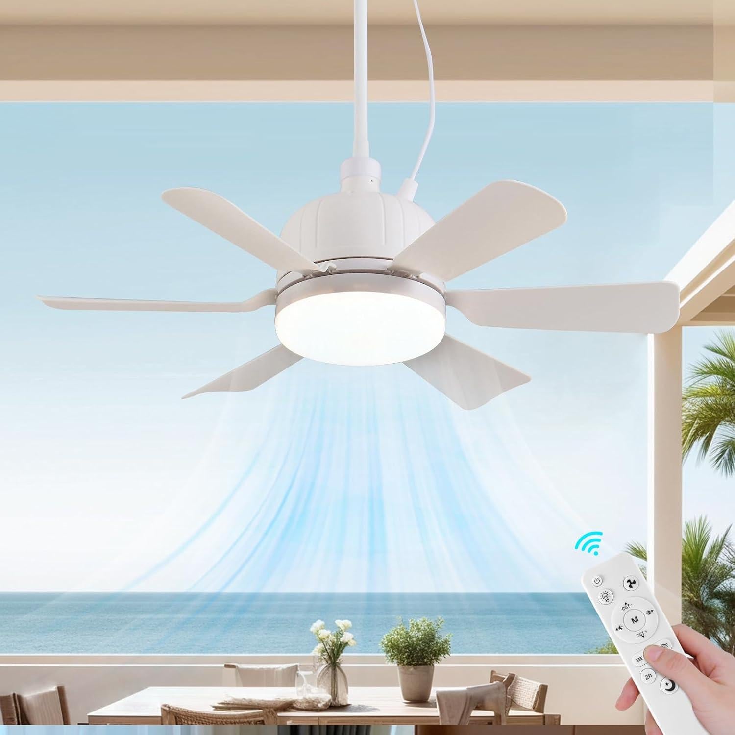 Ventilador de Techo AHAWILL 45.72 cm con Luz Regulable 3 Velocidades