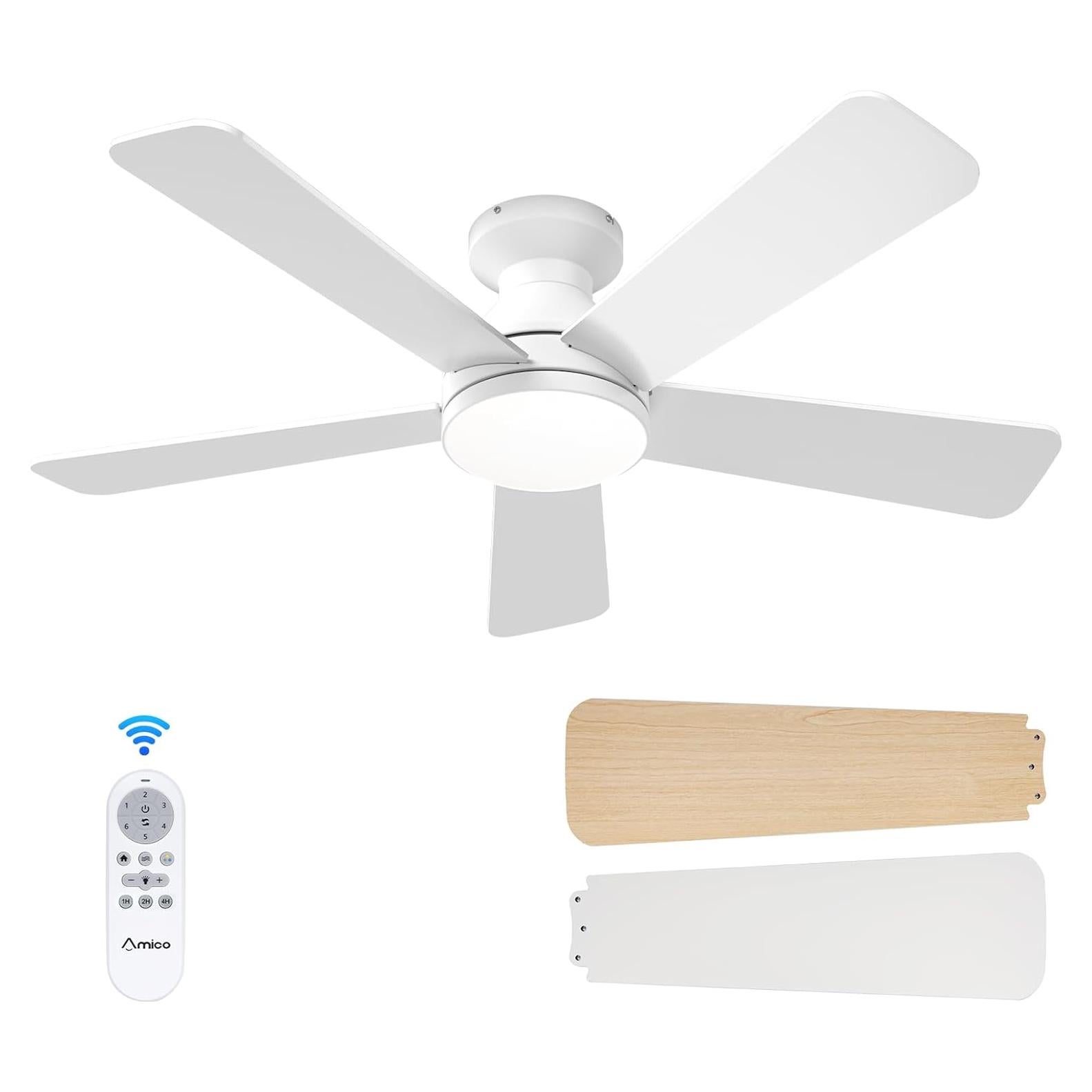 Ventilador de Techo Amico 42" Blanco con Luz y Control Remoto