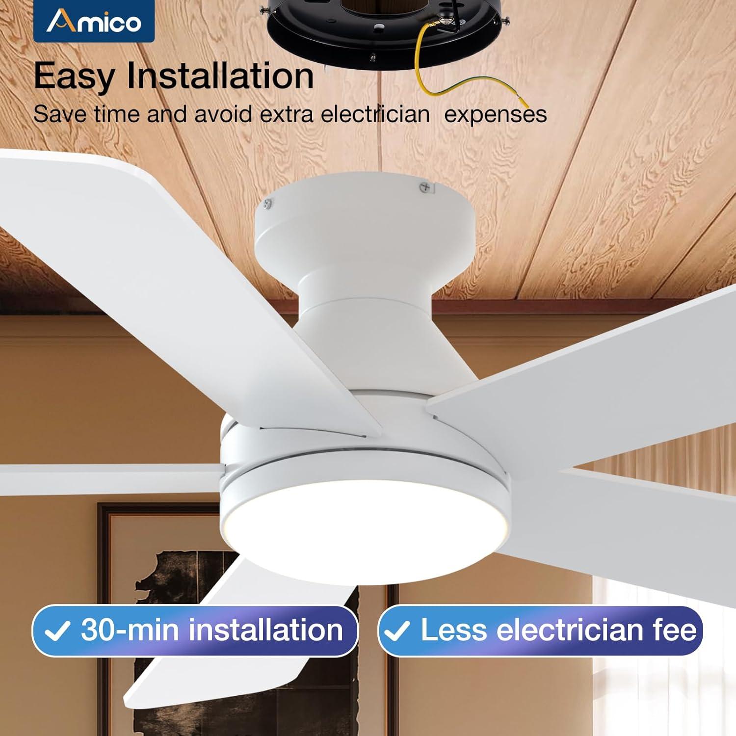 Ventilador de Techo Amico 42" Blanco con Luz y Control Remoto