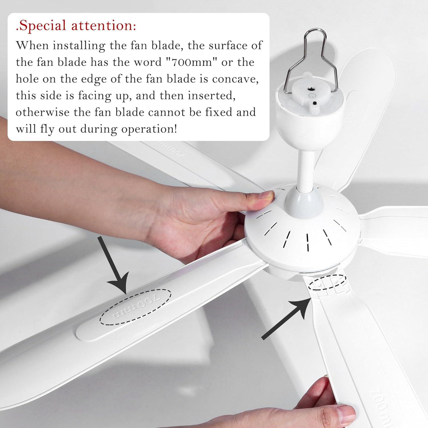 Ventilador de Techo Portátil Mengnessly 70 cm Control Remoto