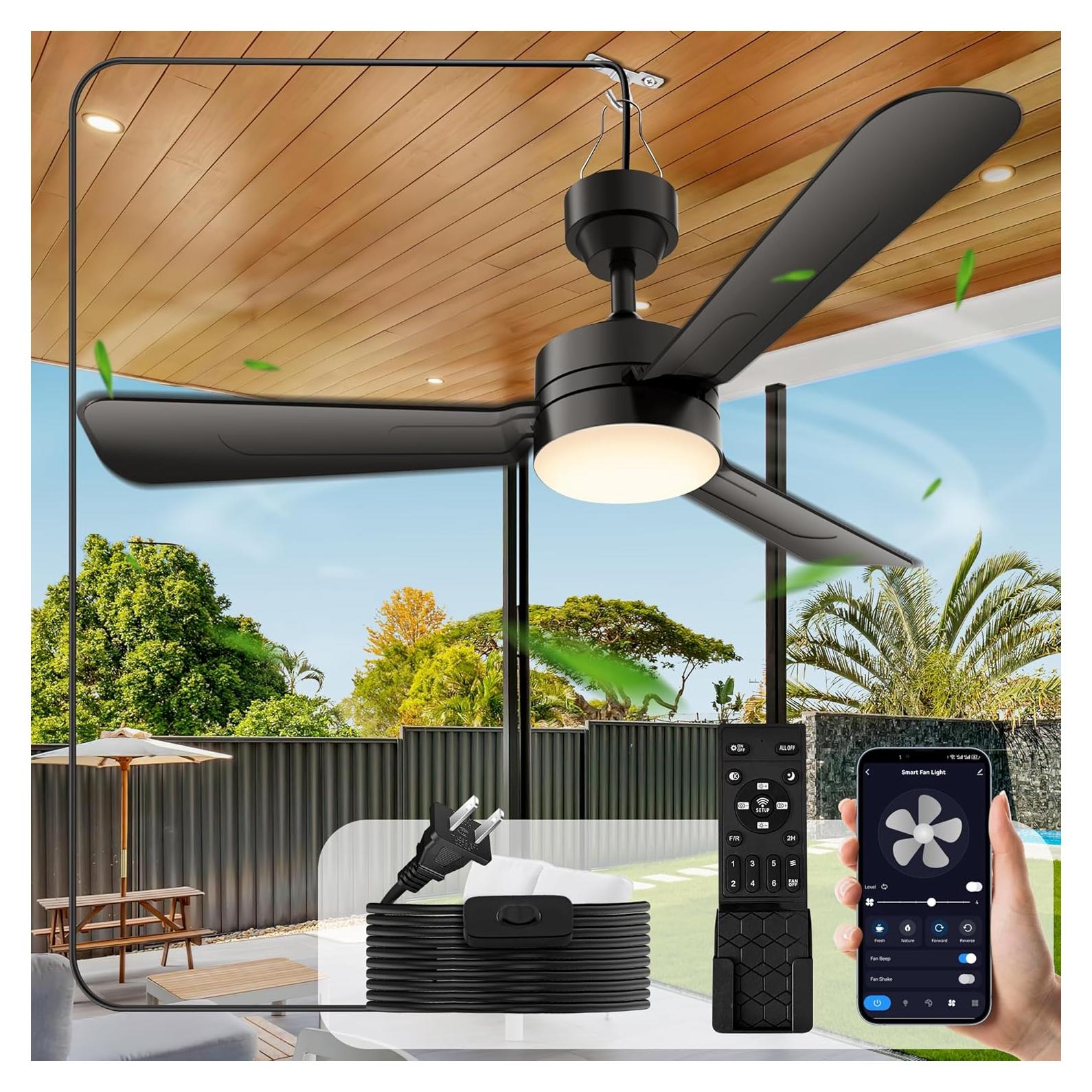 Ventilador de Techo Colgante PBLALA 91.44 cm con Luz LED y Control Remoto