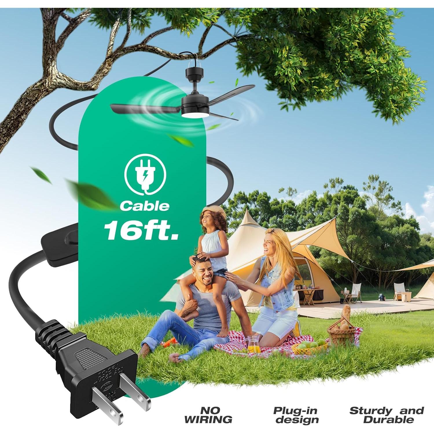 Ventilador de Techo Colgante PBLALA 91.44 cm con Luz LED y Control Remoto