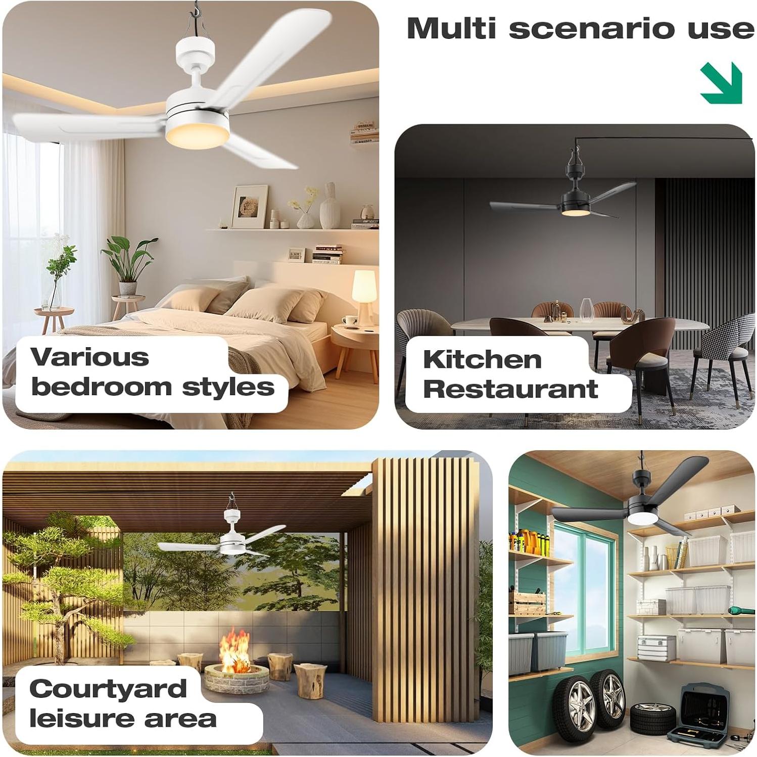 Ventilador de Techo Colgante PBLALA 91.44 cm con Luz LED y Control Remoto