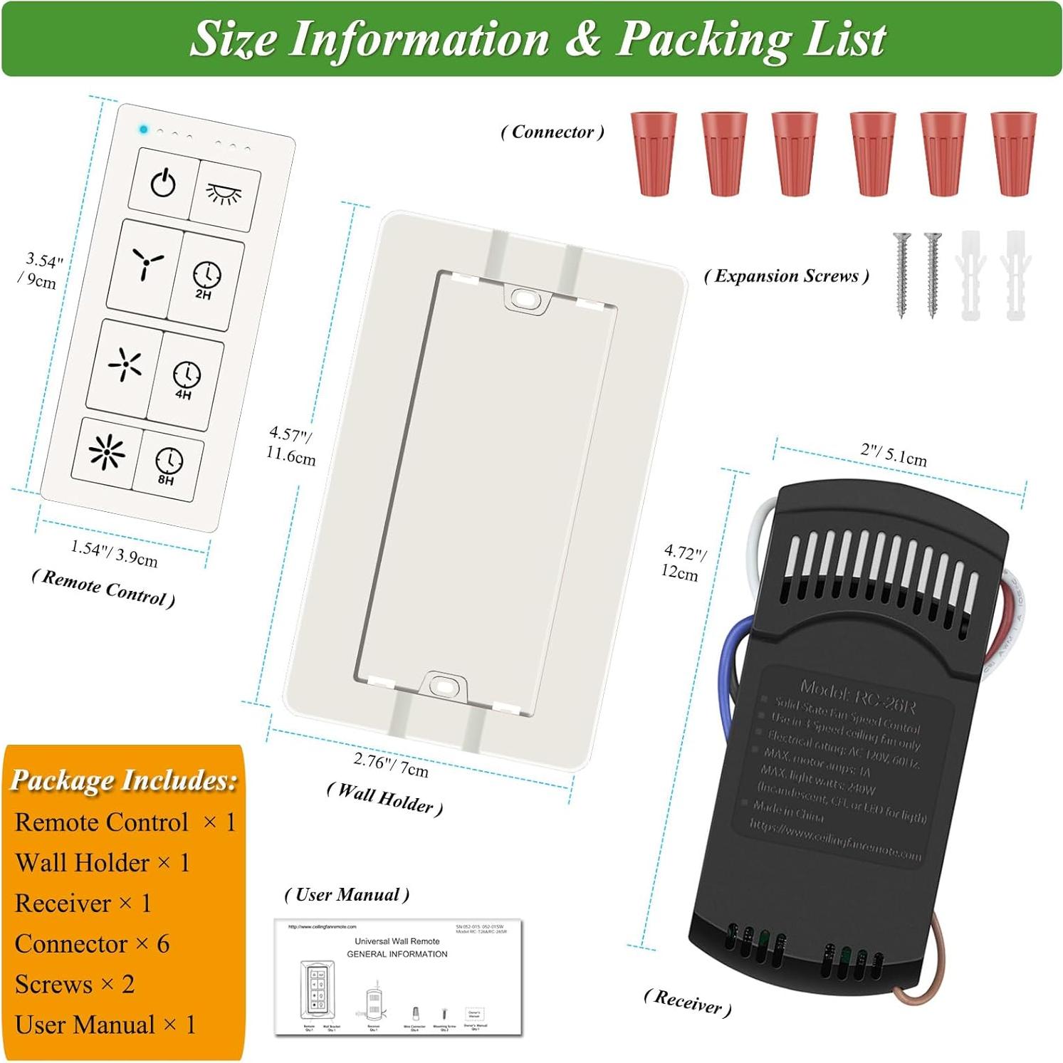 Control Remoto Universal para Ventilador de Techo COREBAY 3 Velocidades