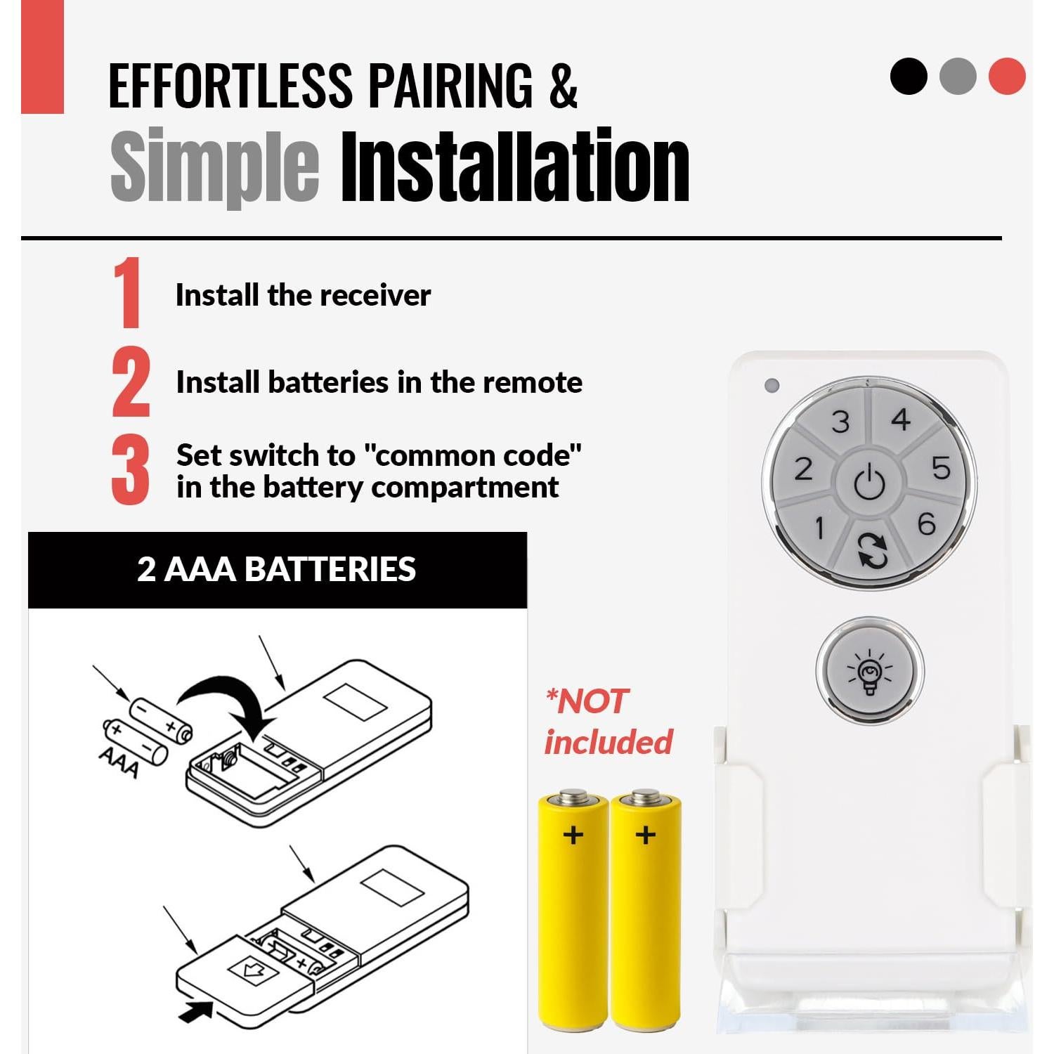 Kit Receptor y Control Remoto Anderic DC8-96SG8 para Ventilador