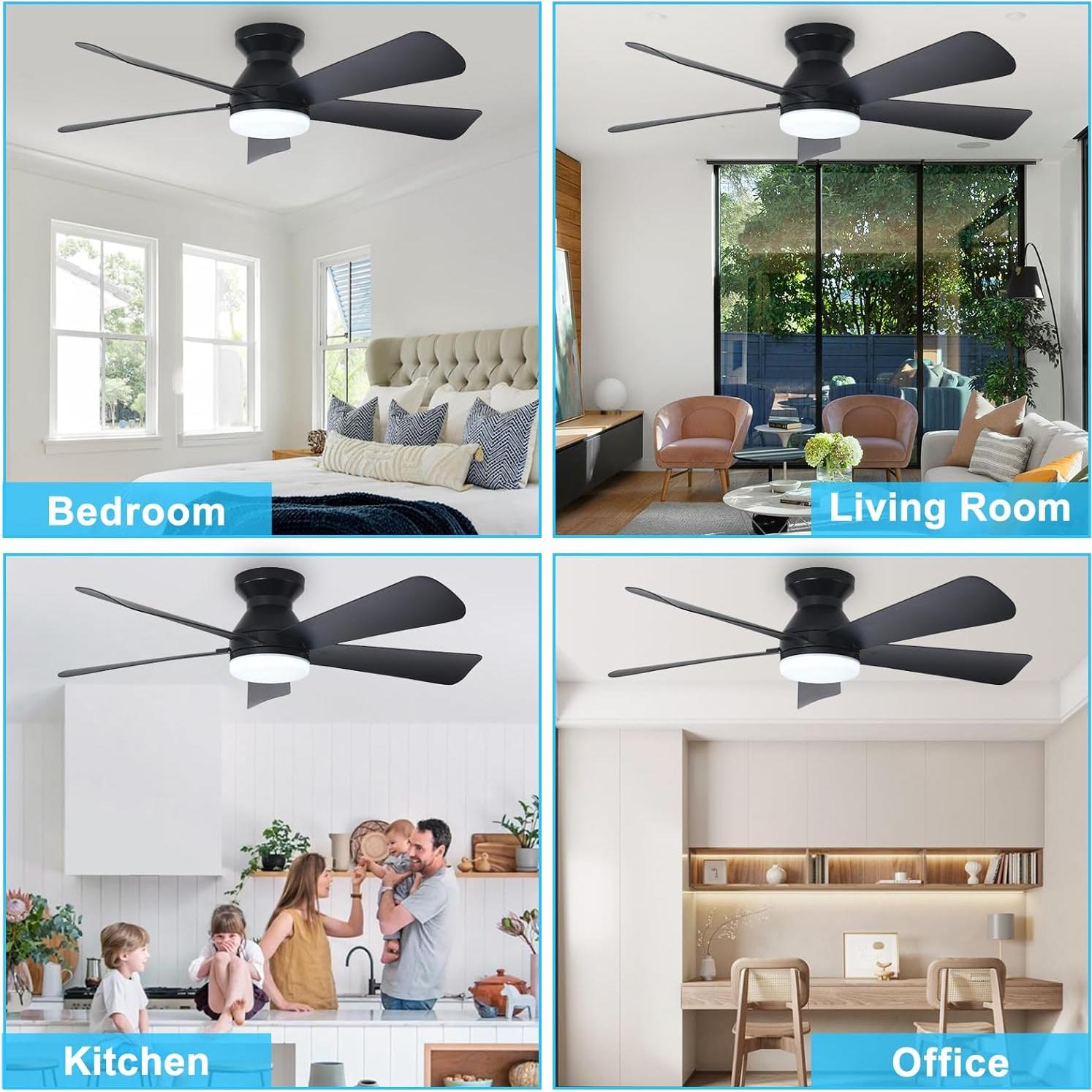 Ventilador de Techo Depuley 42cm con Luz LED y Control Remoto