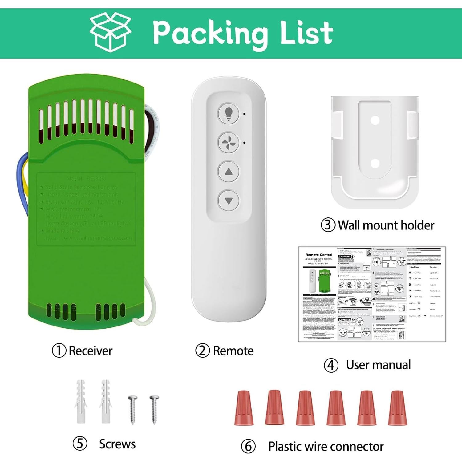 Control Remoto Universal para Ventilador de Techo Prichor RC-82T