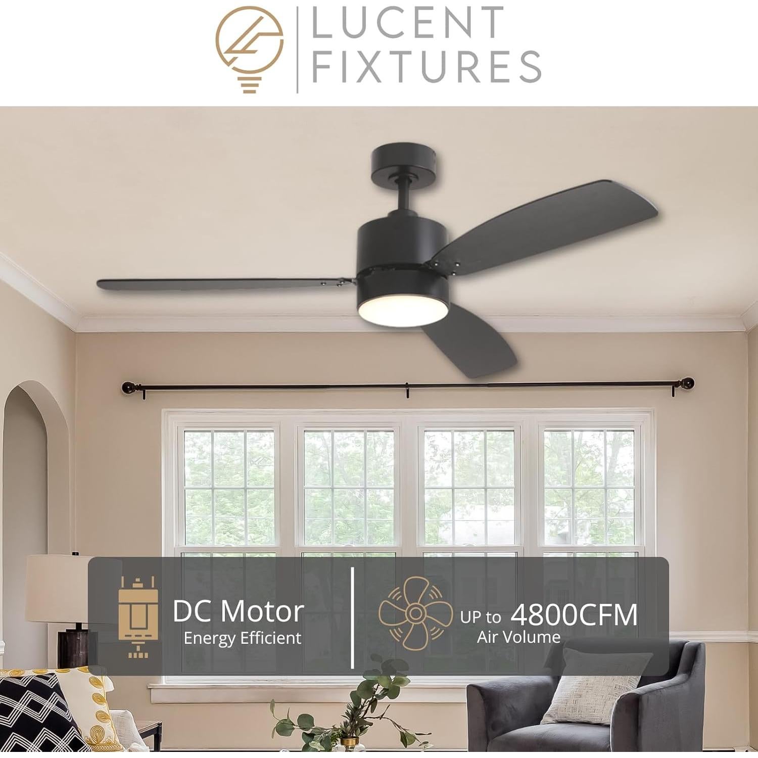 Ventilador de Techo Inteligente Lucent Fixtures Mila 132cm Negro