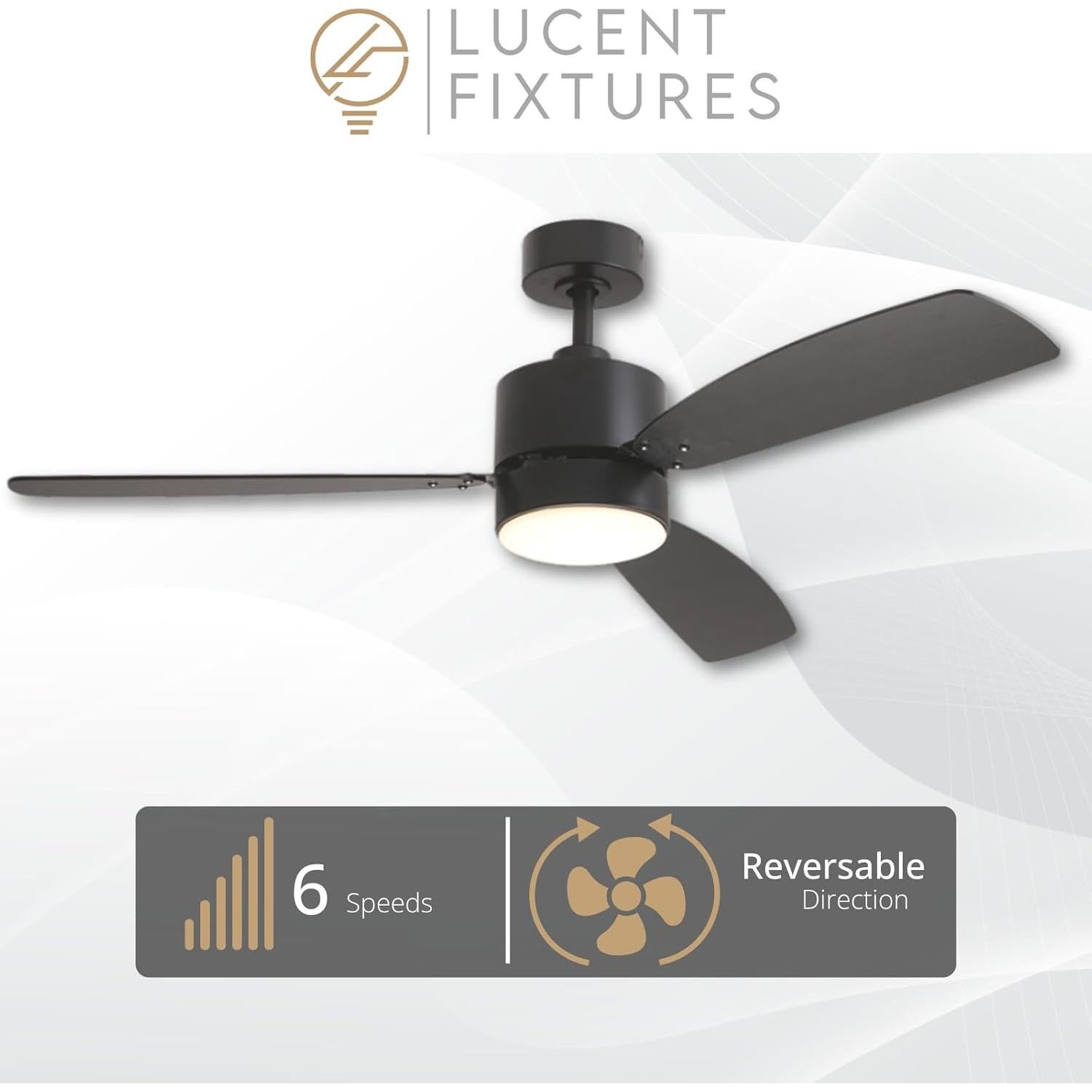 Ventilador de Techo Inteligente Lucent Fixtures Mila 132cm Negro