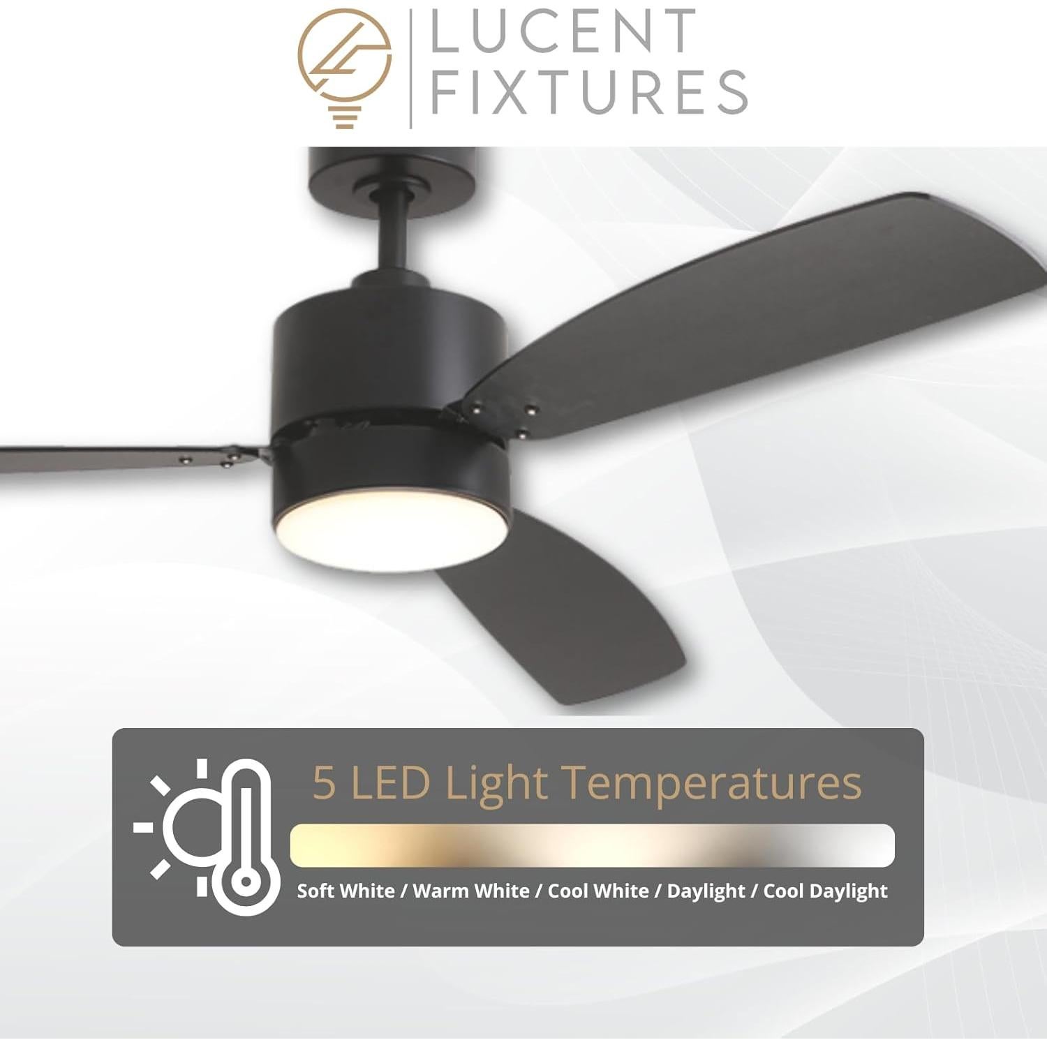 Ventilador de Techo Inteligente Lucent Fixtures Mila 132cm Negro