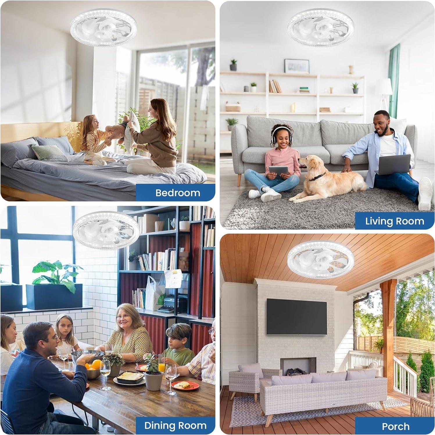 Ventilador de Techo con Luz LANXUD, Control Remoto, 3 Velocidades