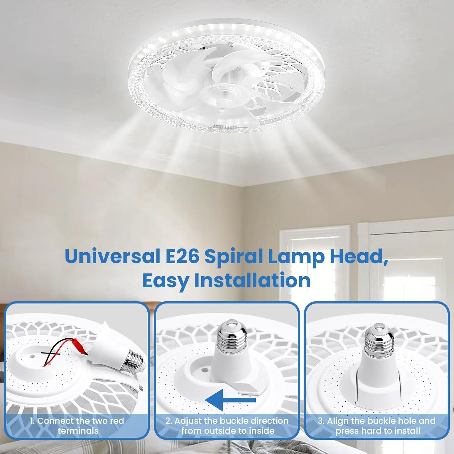 Ventilador de Techo con Luz LANXUD, Control Remoto, 3 Velocidades