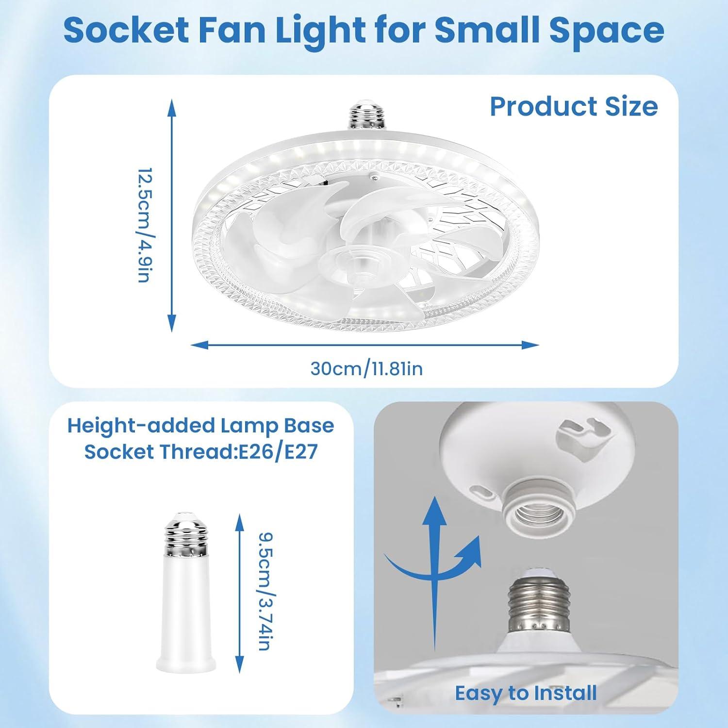 Ventilador de Techo con Luz LANXUD, Control Remoto, 3 Velocidades