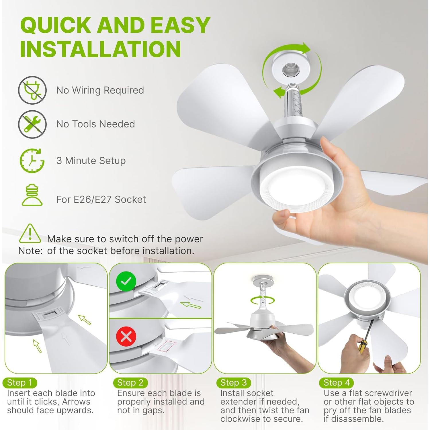 Ventilador de Techo 2 en 1 Vilicert con Luz y Control Remoto