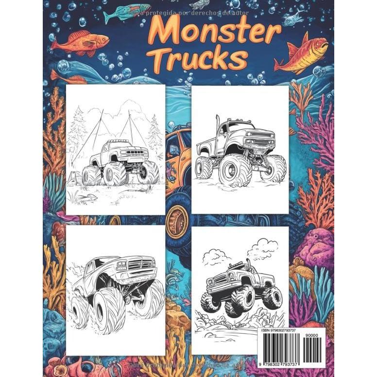 Monster Trucks: Libro de Colorear con Camiones Divertidos para Niños y Adolescentes (Spanish Edition)
