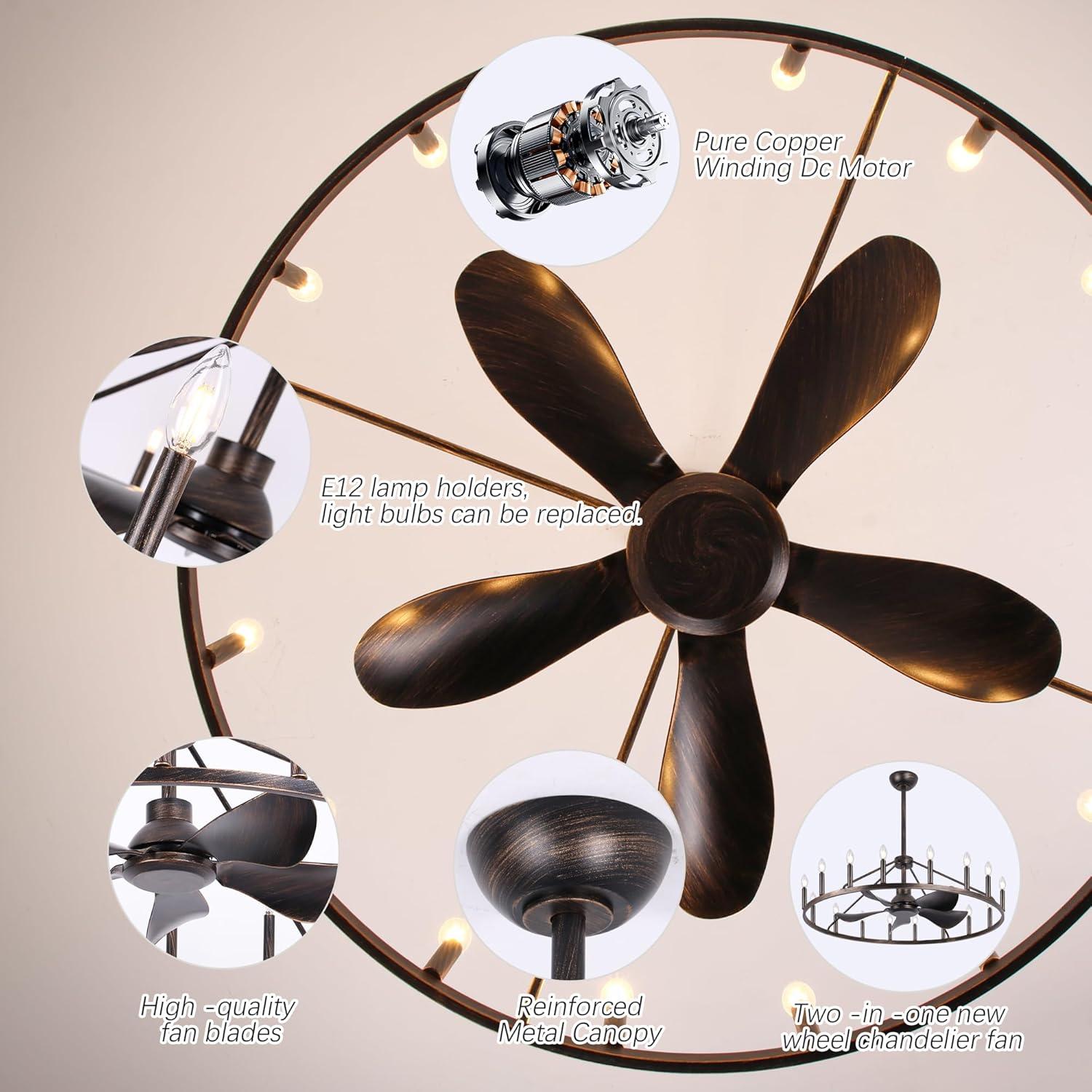 Ventilador de Techo Candelabro REDSTAR 110.2 cm Bronce Antiguo