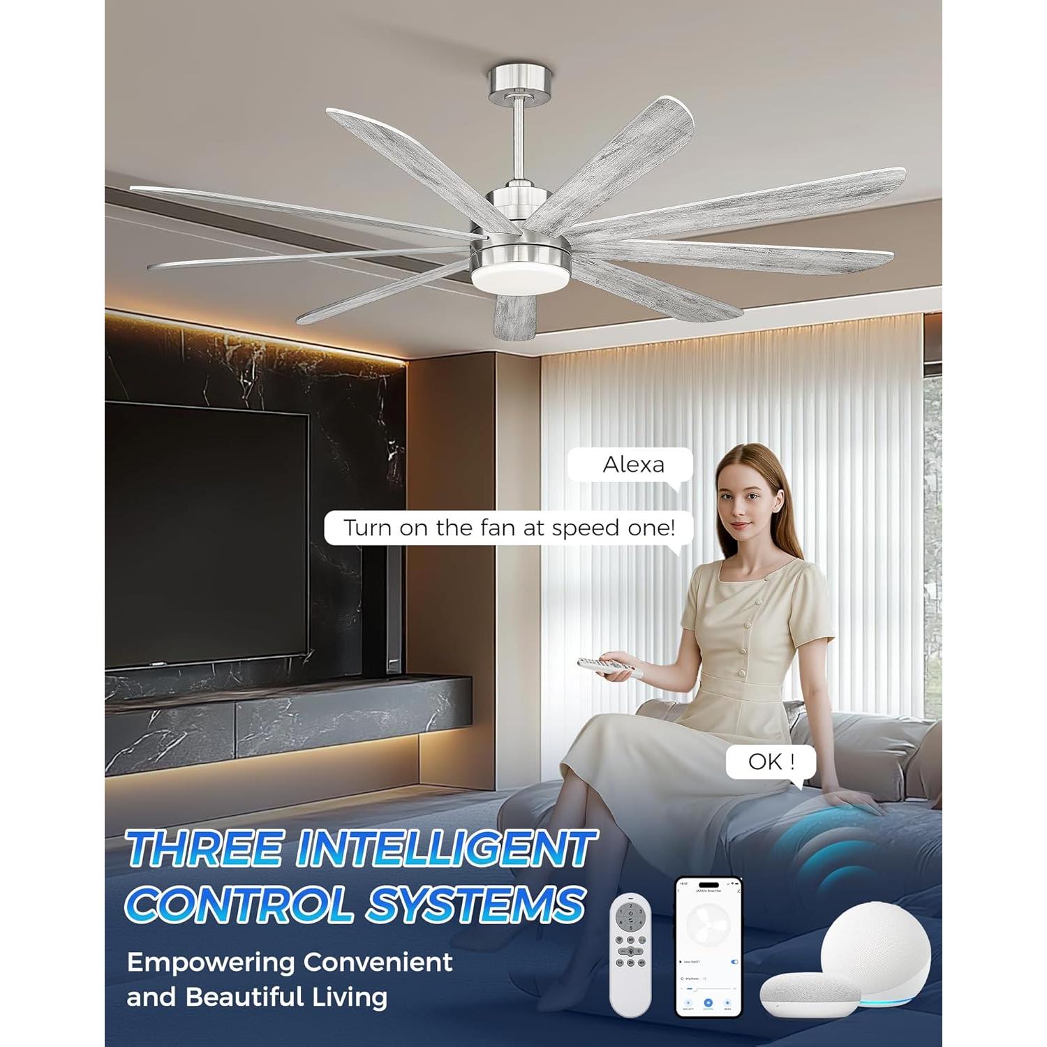 Ventilador de Techo JAZAVA 72" con Luz LED y Control Remoto