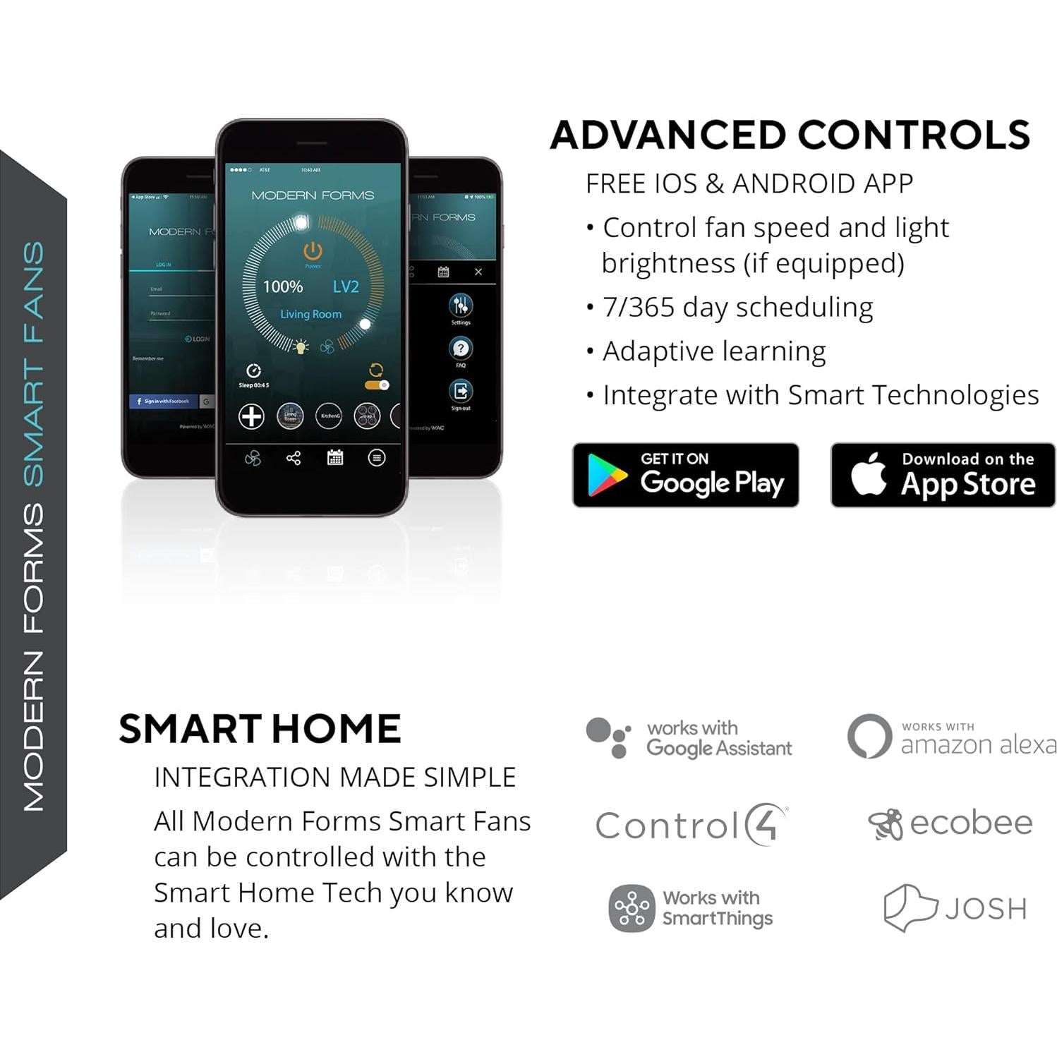 Ventilador de Techo Inteligente Modern Forms Wynd 132cm Blanco LED