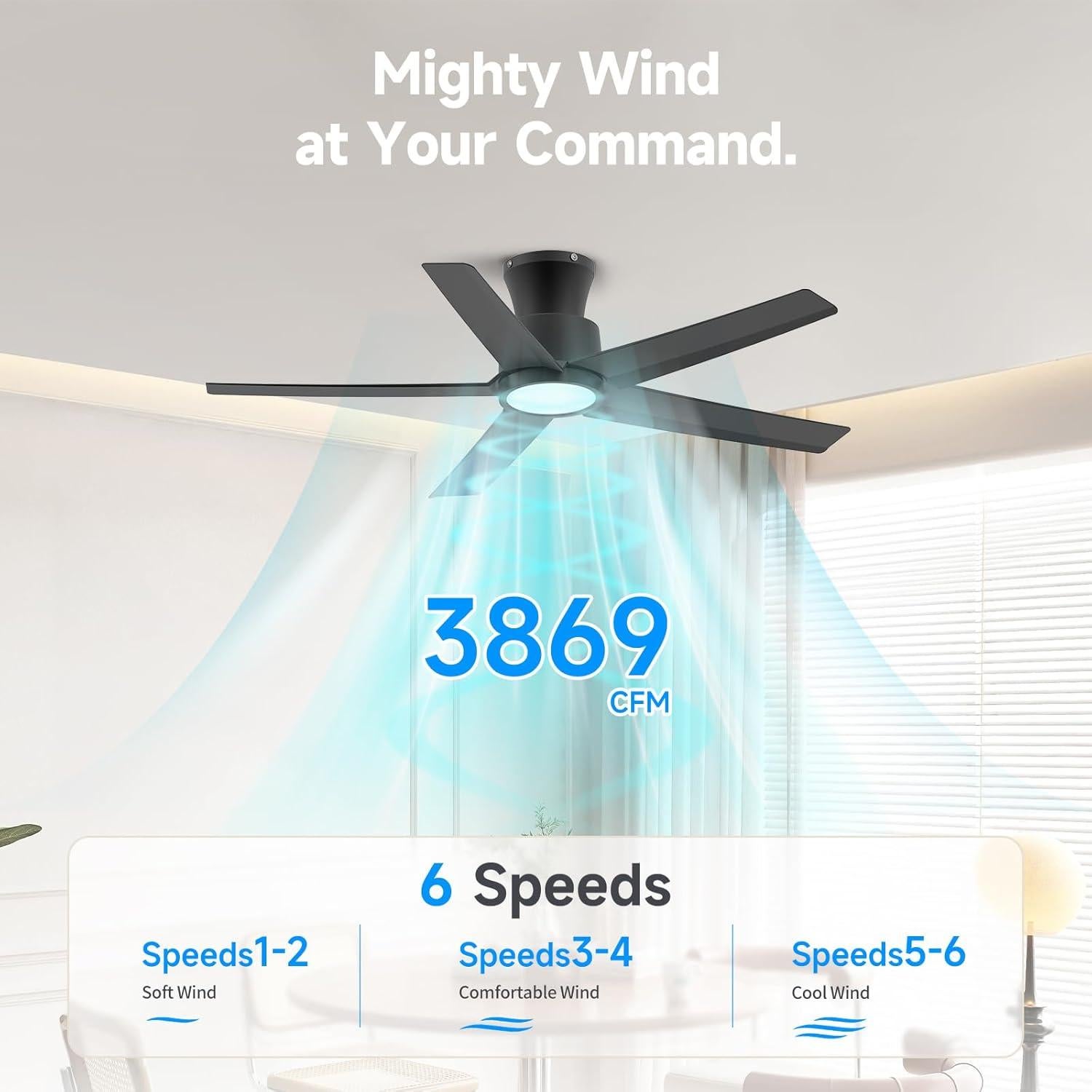 Ventilador de Techo Ocioc 44" con Luz LED y Control Remoto