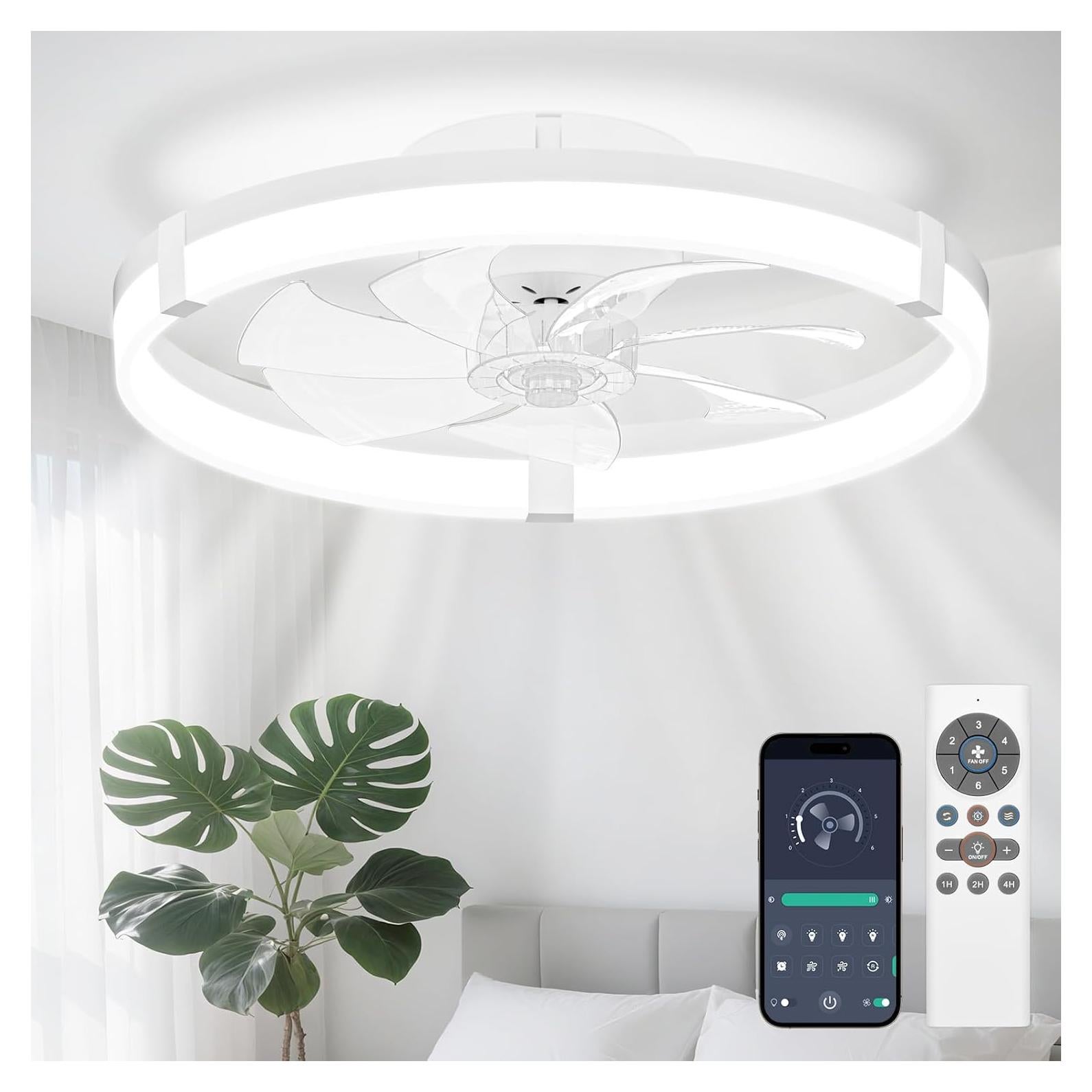 Ventilador de Techo JOFIOS 50 cm con Luz LED y Control Remoto